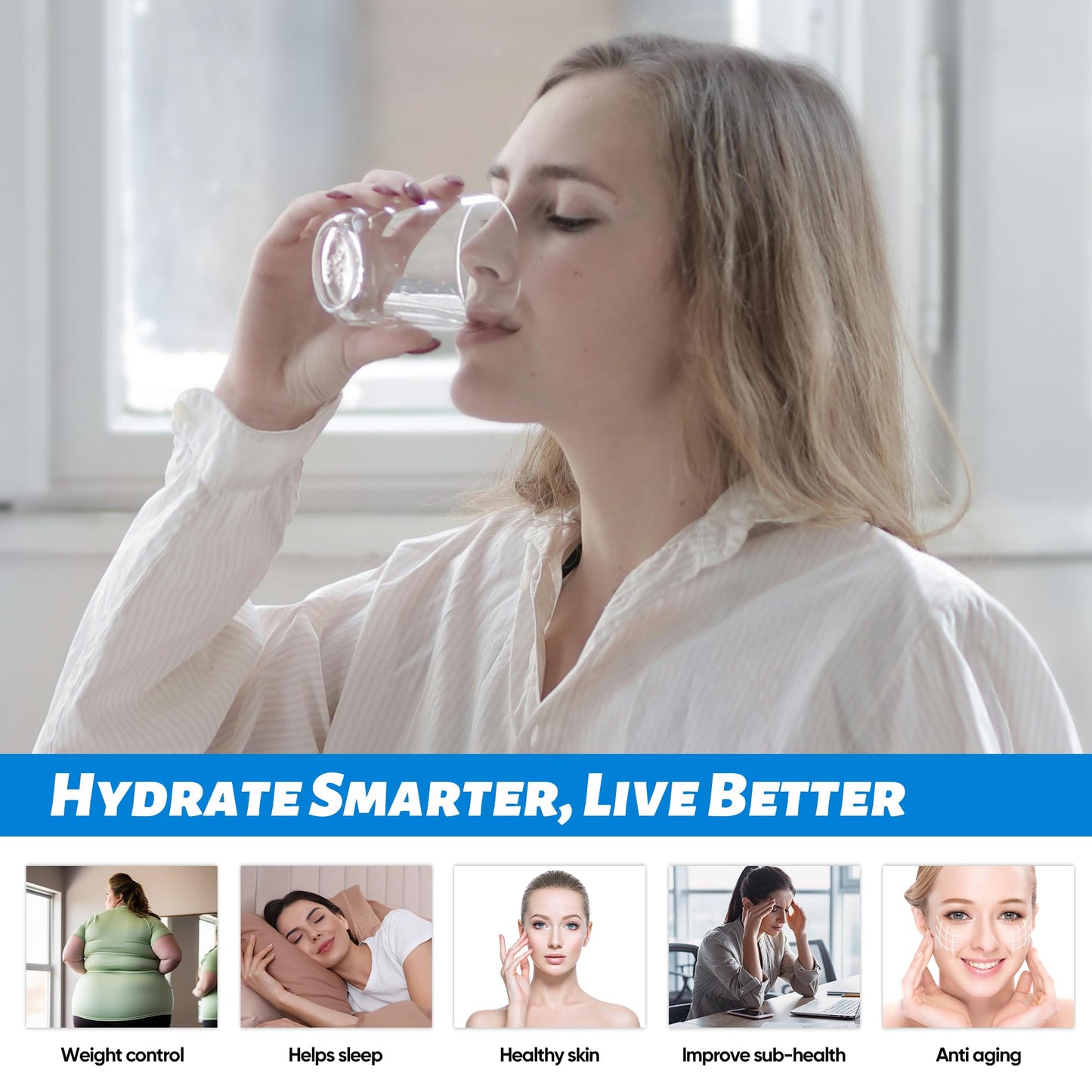 TzzToiT Hydrogen Water Bottle Generator - 6000PPB High Concentration, SPE PEM Tech, Portable 9Oz Hydrogen Water Ionizer, Rechargeable Rapid Hydrogen Boost, Travel Friendly with Bottle Adapter, Black