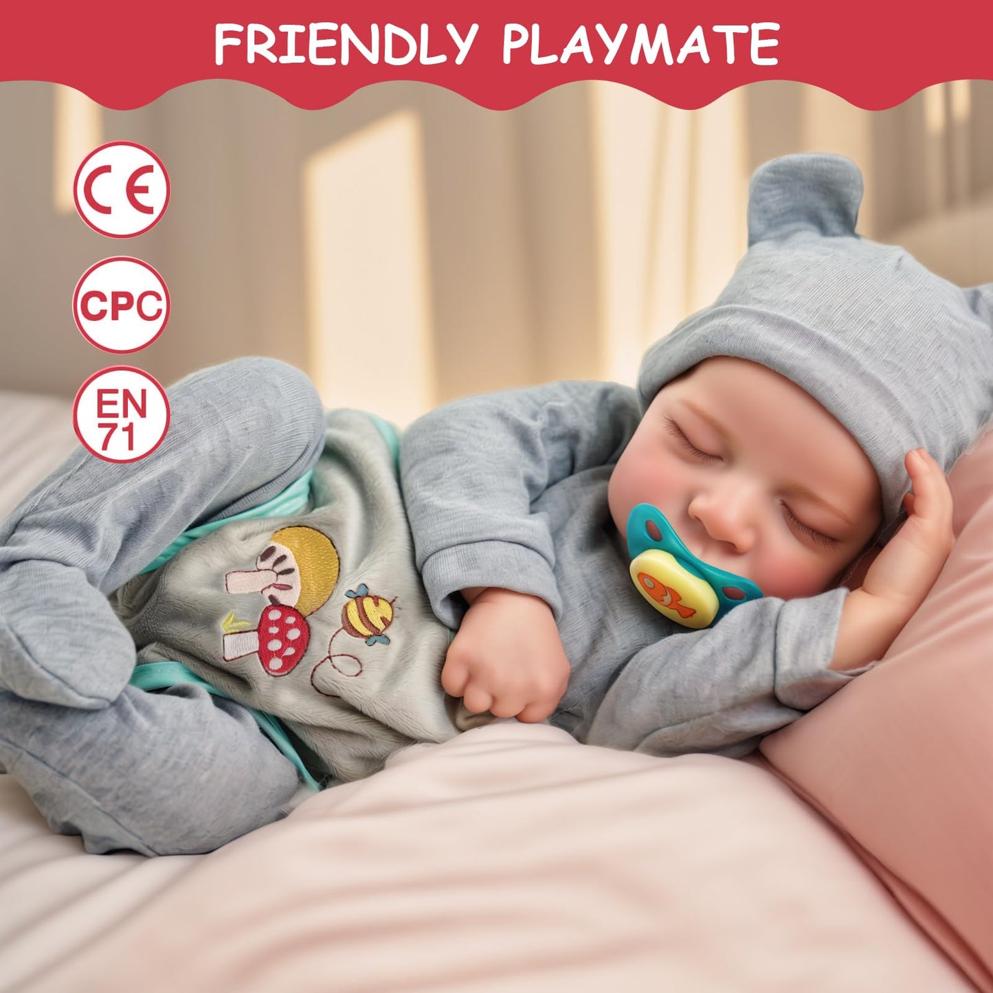 JIZHI Lifelike Reborn Baby Dolls - 17 Inch Realistic Newborn Baby Dolls Real Life Baby Dolls Full Vinyl Poseable Body Sleeping Baby Boy with Feeding Kit for Children 3+