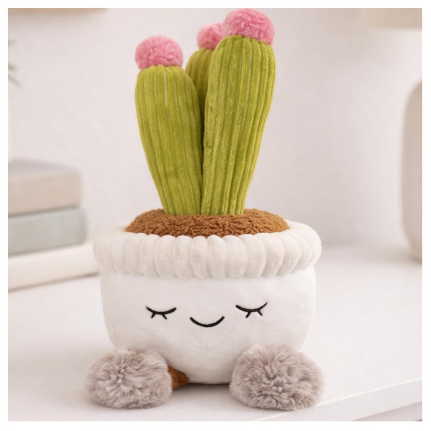 12 Inch Soft Plush Potted Plant Set of 3 Rubber Tree, Cactus and Oyster. Perfect as a Home Decoration or Office Gift (Succulents)