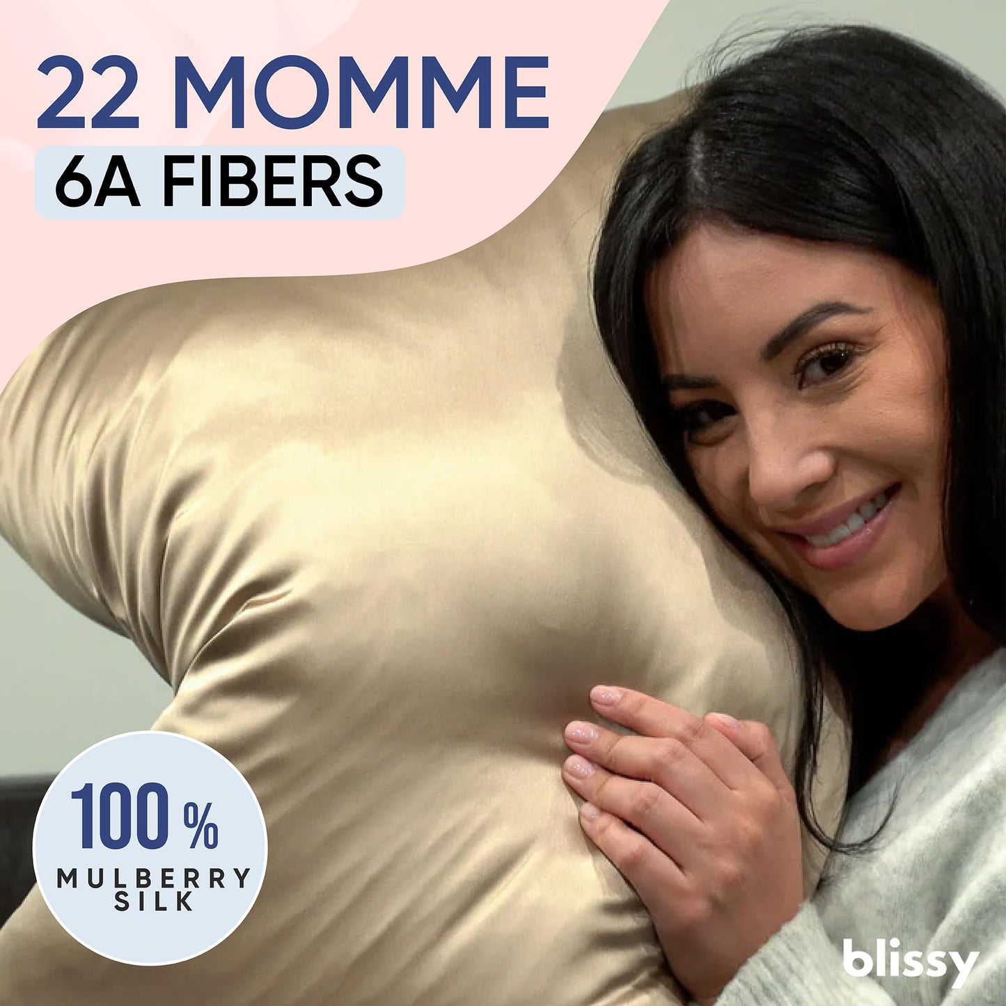 Blissy Silk Pillowcase - 100% Pure Mulberry Silk - 22 Momme 6A High-Grade Fibers - Silk Pillow Cover for Hair & Skin - Regular, Queen & King (Taupe, Standard)