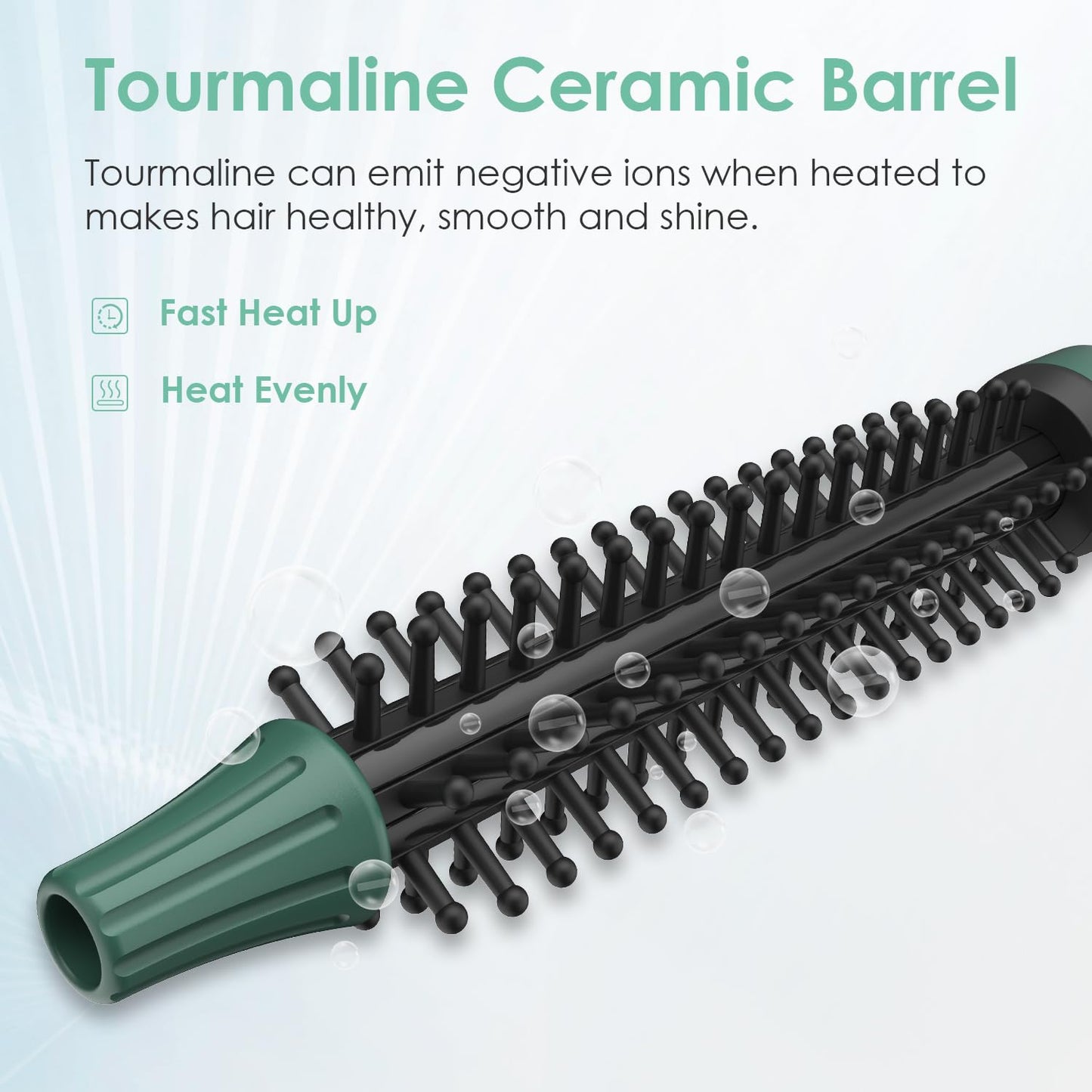 BANGMENG Mini Thermal Round Brush, 0.35 Inch Barrel Volume Heat Styling Brush for Men and Women Short Thin Curly Straight Hair, Heated Curling Iron,12 Temperature Setting (0.95 Inch with Bristles)