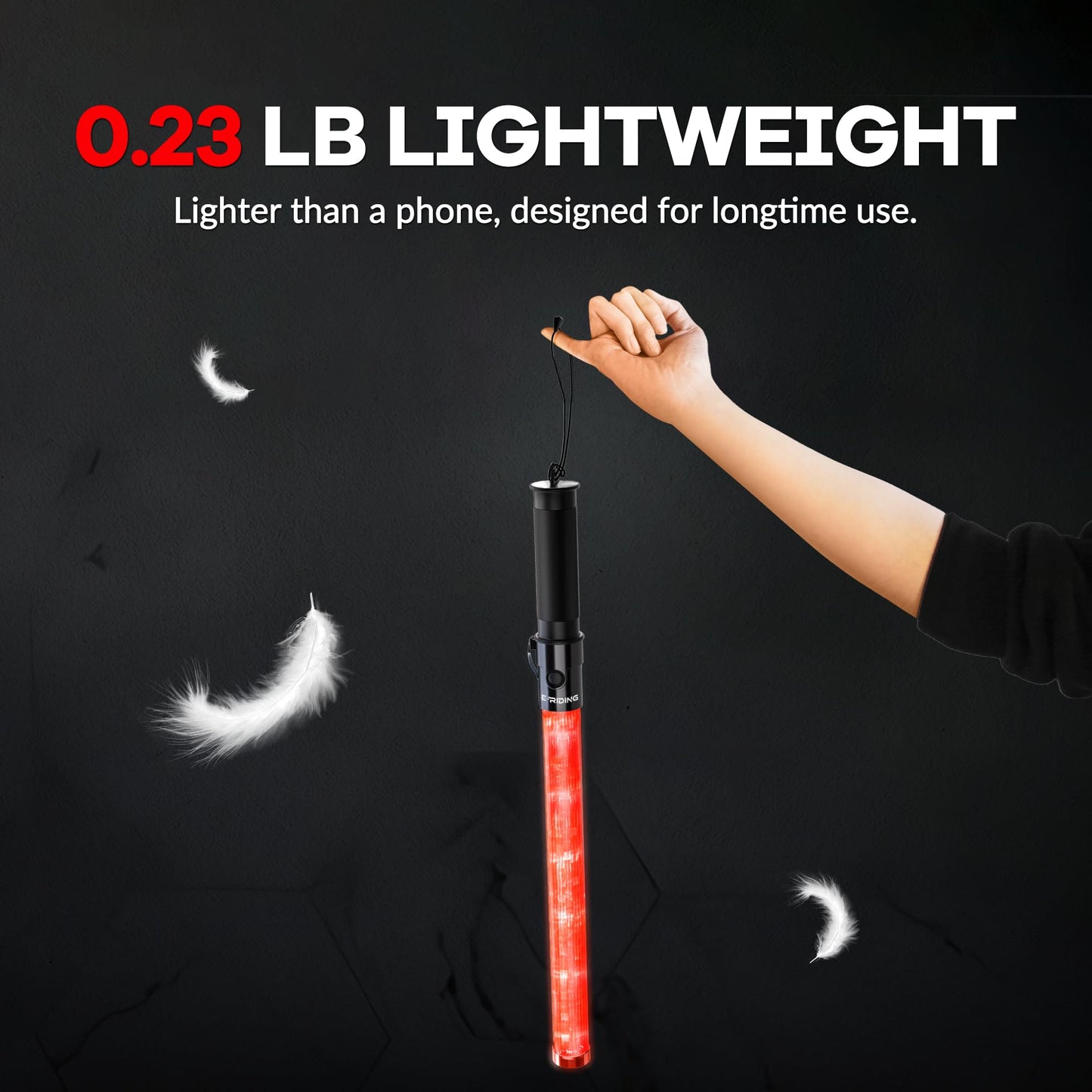 E-riding 10 Pack 21 Inch Safety Air Traffic Control Wand, Signal Traffic Safety Baton Led Light with 3 Flashing Modes for Parking Guides, Using 2 C-Size Batteries (Not Included)