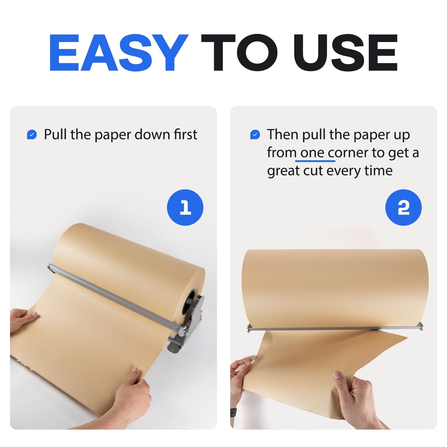 IDL Packaging 36" Kraft Paper Roll Dispenser & Cutter for Rolls up to 36" Wide and 9" in Diameter – Tabletop Reinforced Steel Paper Holder with a Cutter – for Kraft and Butcher Paper