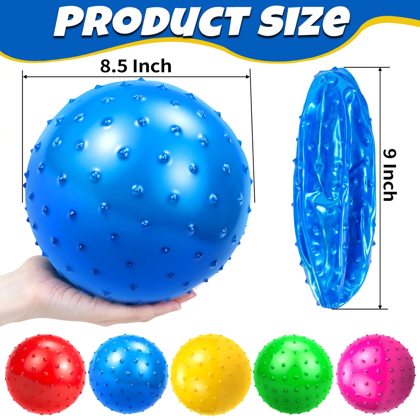Hymaz Bouncy Balls Bulk 20 Pieces 9" Sensory Balls for Kids Toddlers Beach Ball Stress Toys,Inflatable Playground Ball & Kickball & Massage Balls with Pump for Indoor Outdoor Backyard Pool Games