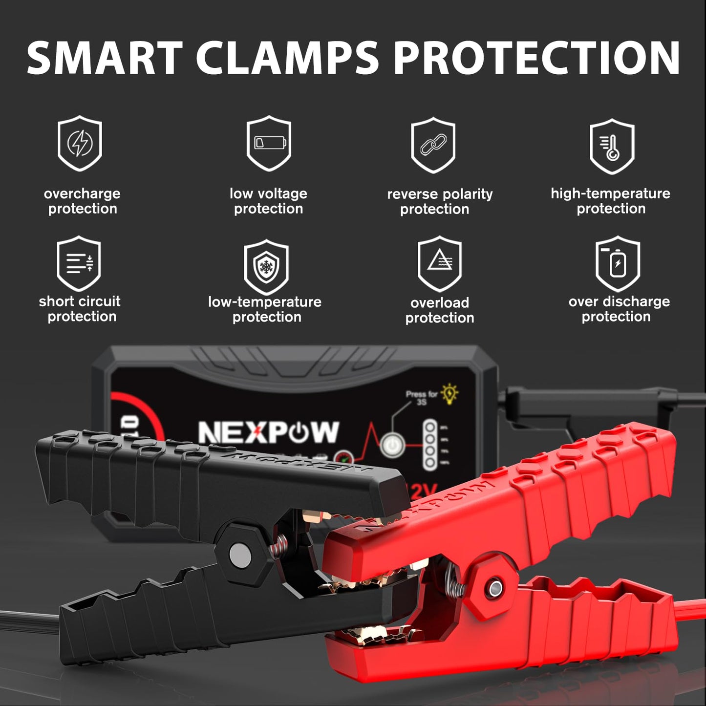 NEXPOW 3000A Peak Car Jump Starter for Up to 9.0L Gas and 7.0L Diesel Engines, 12V Portable Battery Booster Pack with QC3.0 Fast Charging, Lithium Jump Box for Truck SUV Motorcycle with LED Flashlight