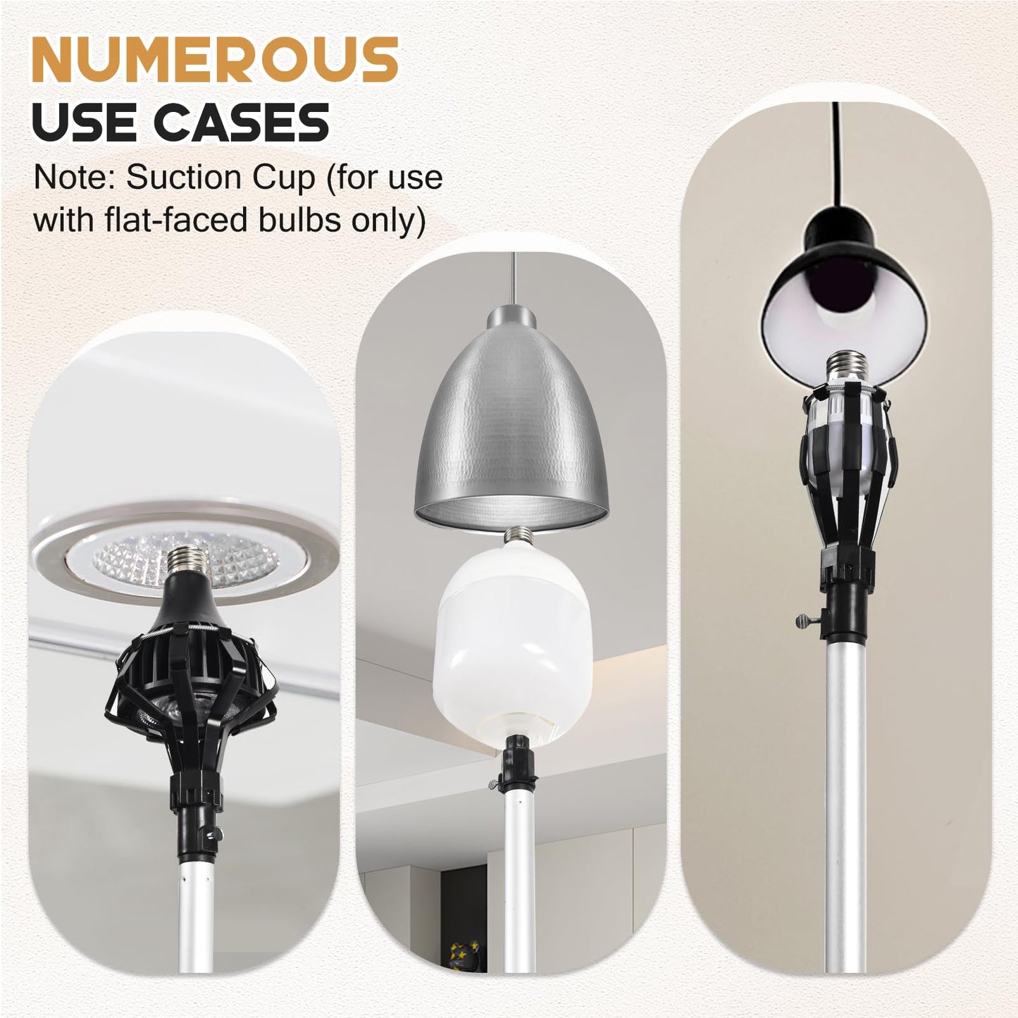 GADFISH 26FT Reach Light Bulb Changer for High Ceilings, 5-20FT Extension Pole, High Ceiling Light Bulb Changer Pole with Baskets and Suction Cup for High Ceilings and Recessed Lights