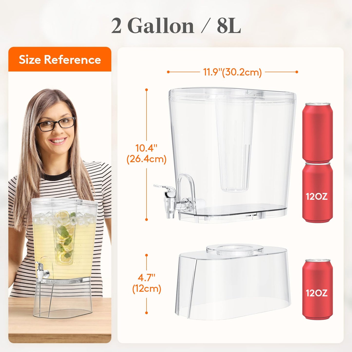 Lifewit 2 Gallon Drink Dispenser for Parties, Large Plastic Beverage Container with Fruit Infuser & Leak-Proof Spigot, BPA Free Water Pitcher for Juice/Tea/Lemonade - Ideal for Bar & Outdoor