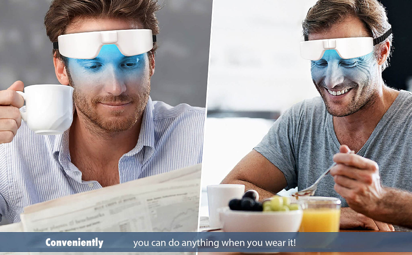 Lukirch Light Therapy Glasses, Portable & Wearable UV-Free Blue Light Therapy Lamp, Natural Relief for Good Sleep, Happy Mood, Boost Energy and Jet Lag (Glasses-I)
