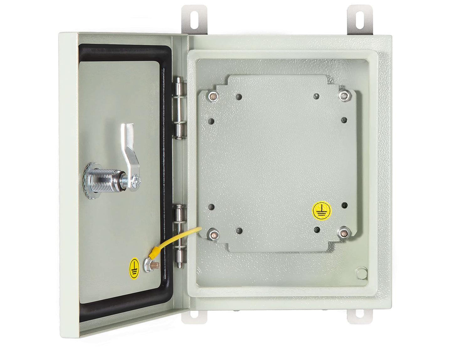 KWONONG Metal Enclosure, IP65 Waterproof Electrical Box for Indoor and Outdoor Projects, Includes Mounting Plate and Wall Bracket 250×200×150mm (10"×8"×6")