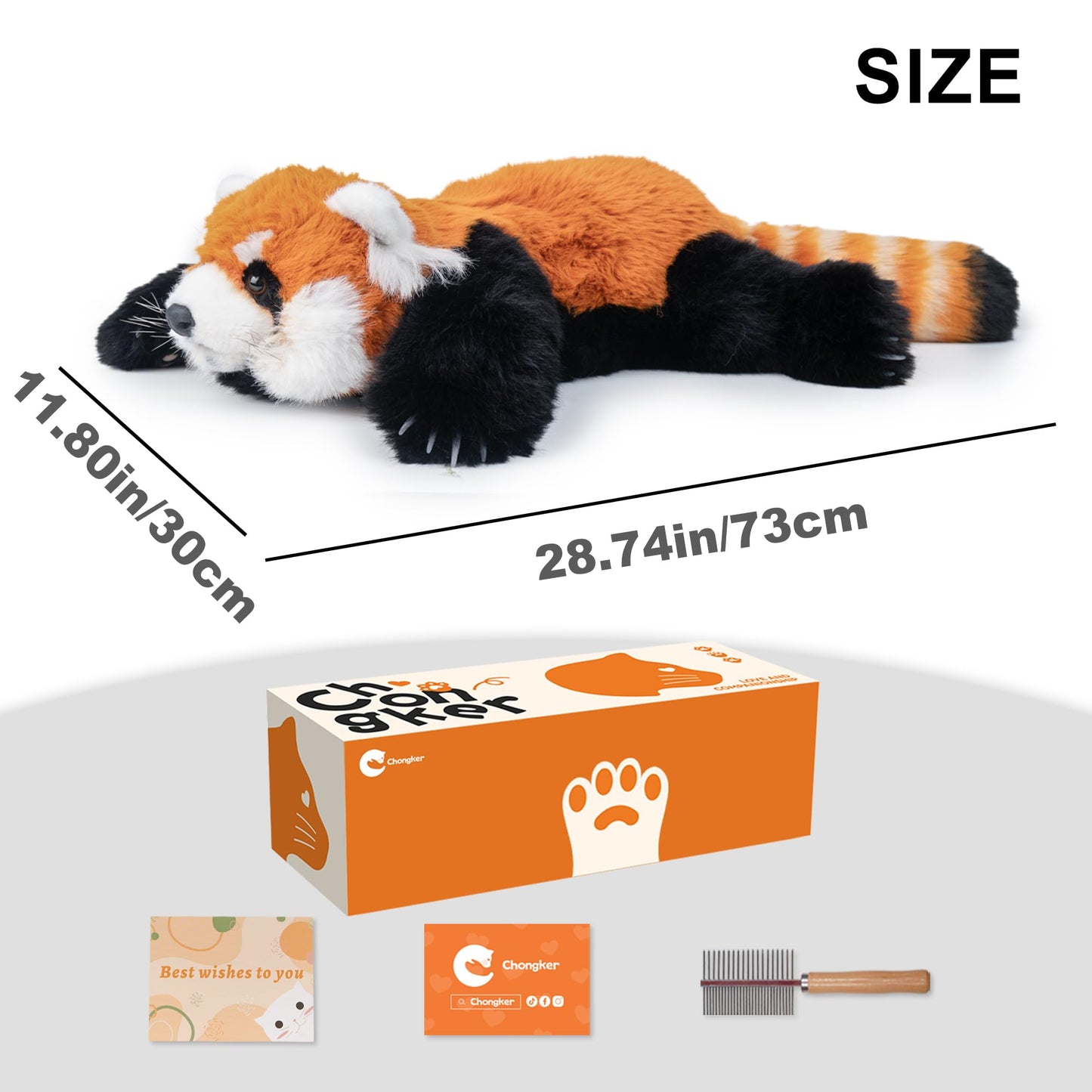 Chongker Cute Red Panda Plush Toy, Weighted Stuffed Animals, Red Panda Plush Animals Collection, Handmade Like Real, Large Size Stuffed Animals