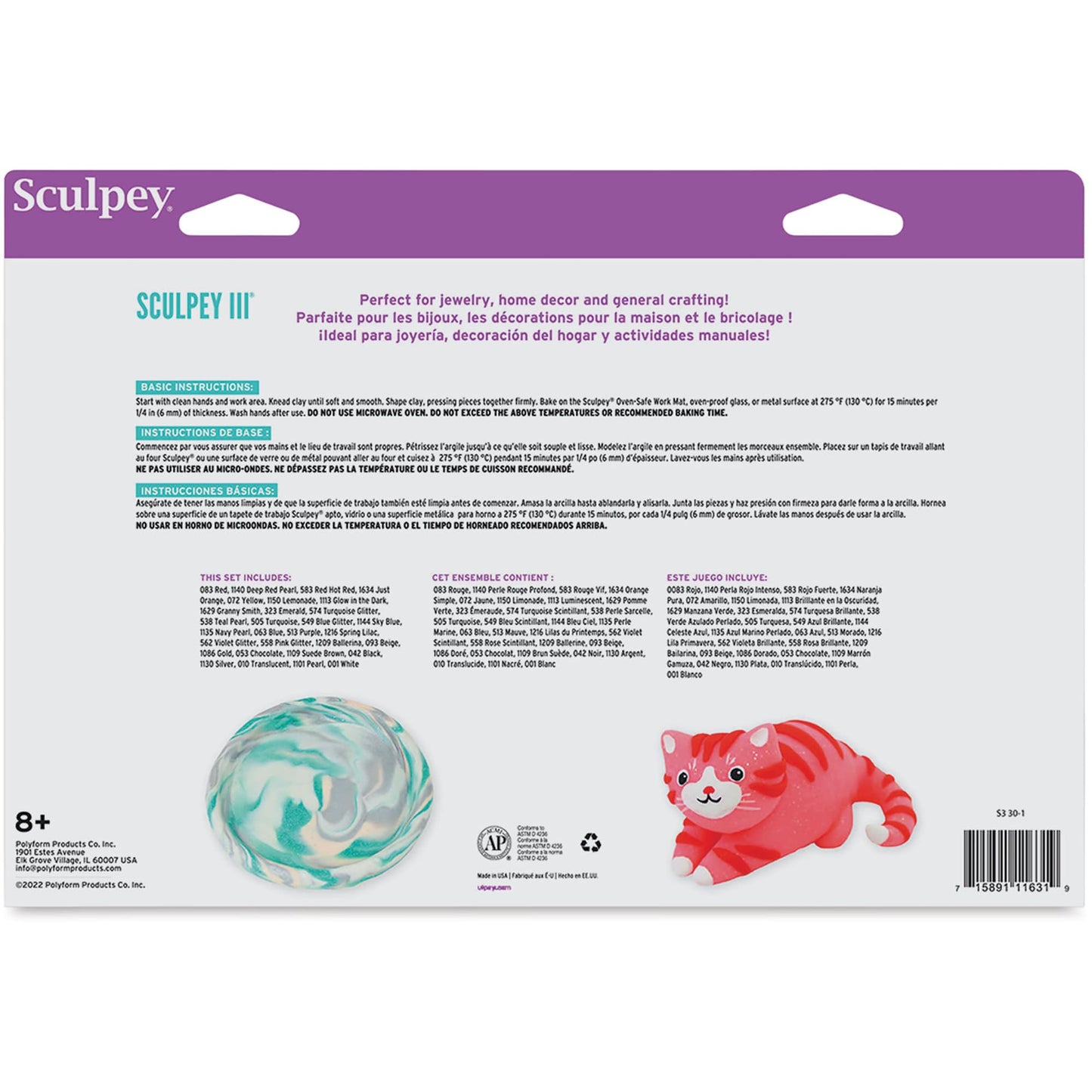 Polyform Sculpey III Polymer Clay Color Sampler, Multicolor