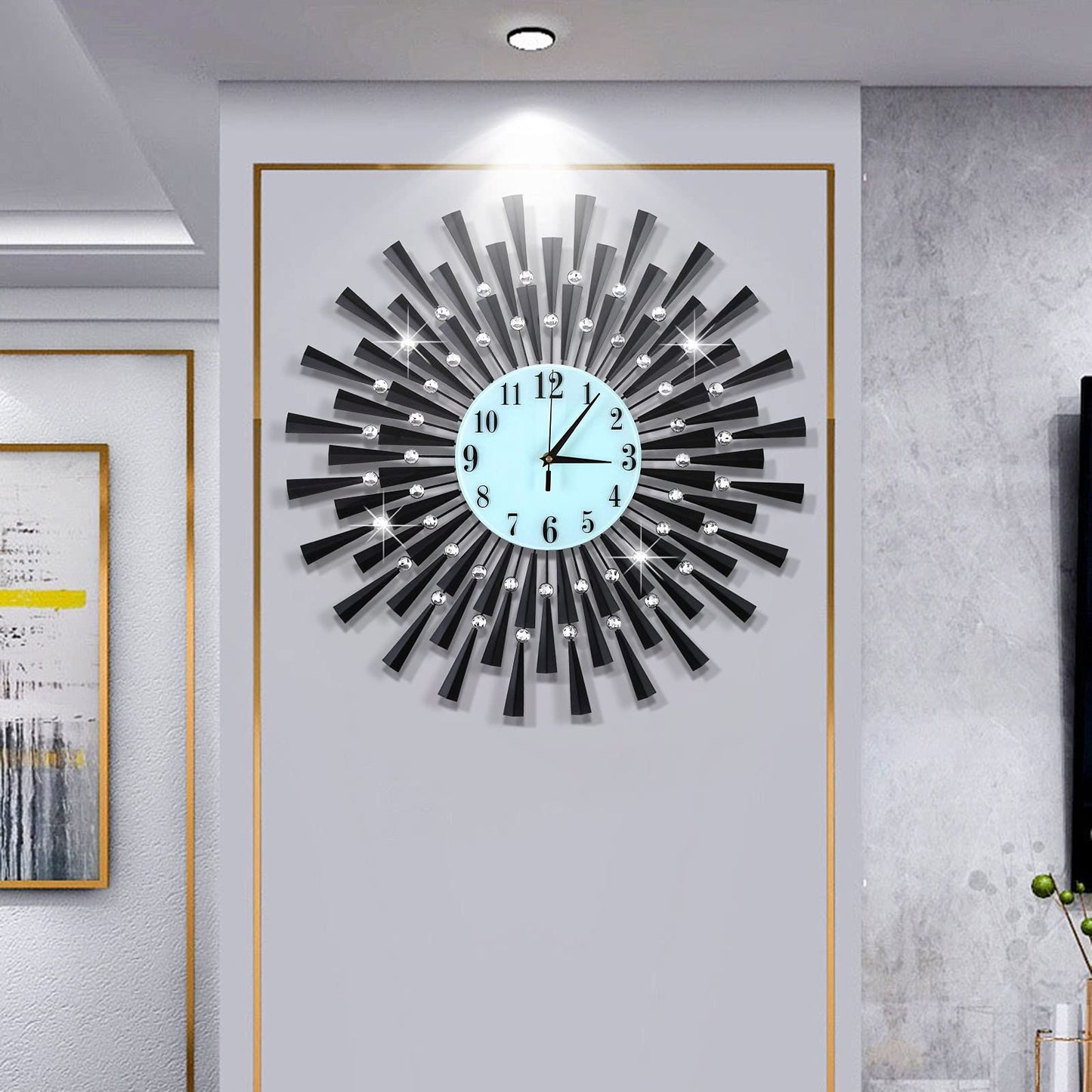 JUGV Large Wall Clock Decorative Wall Clocks 3D Non-Ticking Silent Quartz Clocks with Arabic Numerals for Living Room Home Kitchen Decor