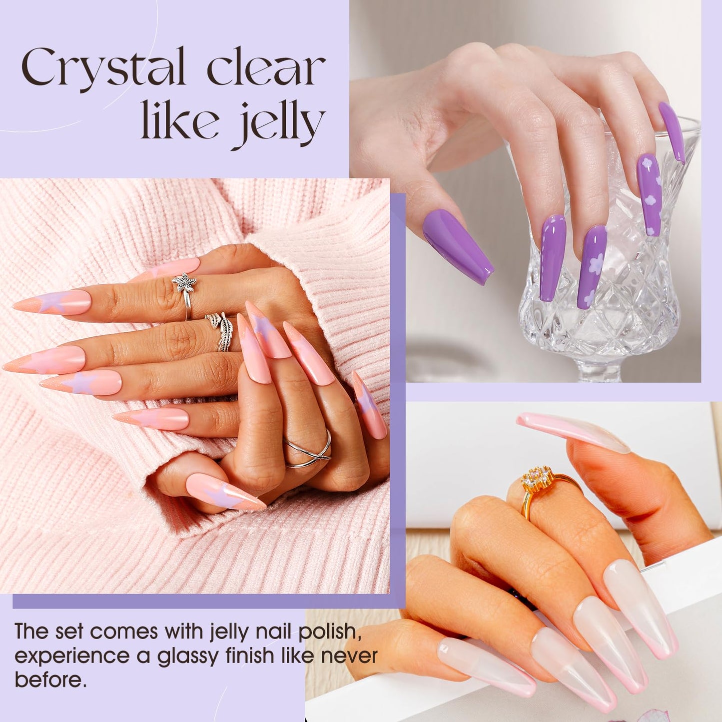 ROSALIND 100PCS Gel Nail Polish Set, 92 PCS Colors Gel Polish Set with 8 Bottles of Base and Glossy Matte Top Coat Starter Gel Nail Set Suitable for All Seasons Gift for Women