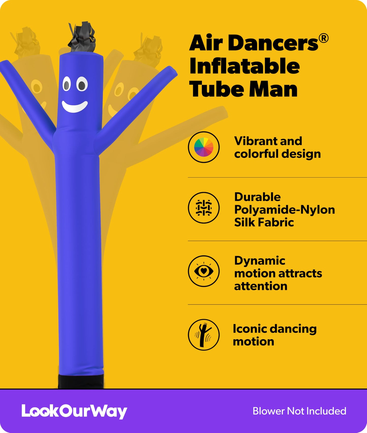 LookOurWay Air Dancers Wacky Waving Inflatable Tube Man Attachment - 7 Feet Tall Advertising Air Dancer Waving Man Inflatable Tube Guy - Blower Not Included - Blue
