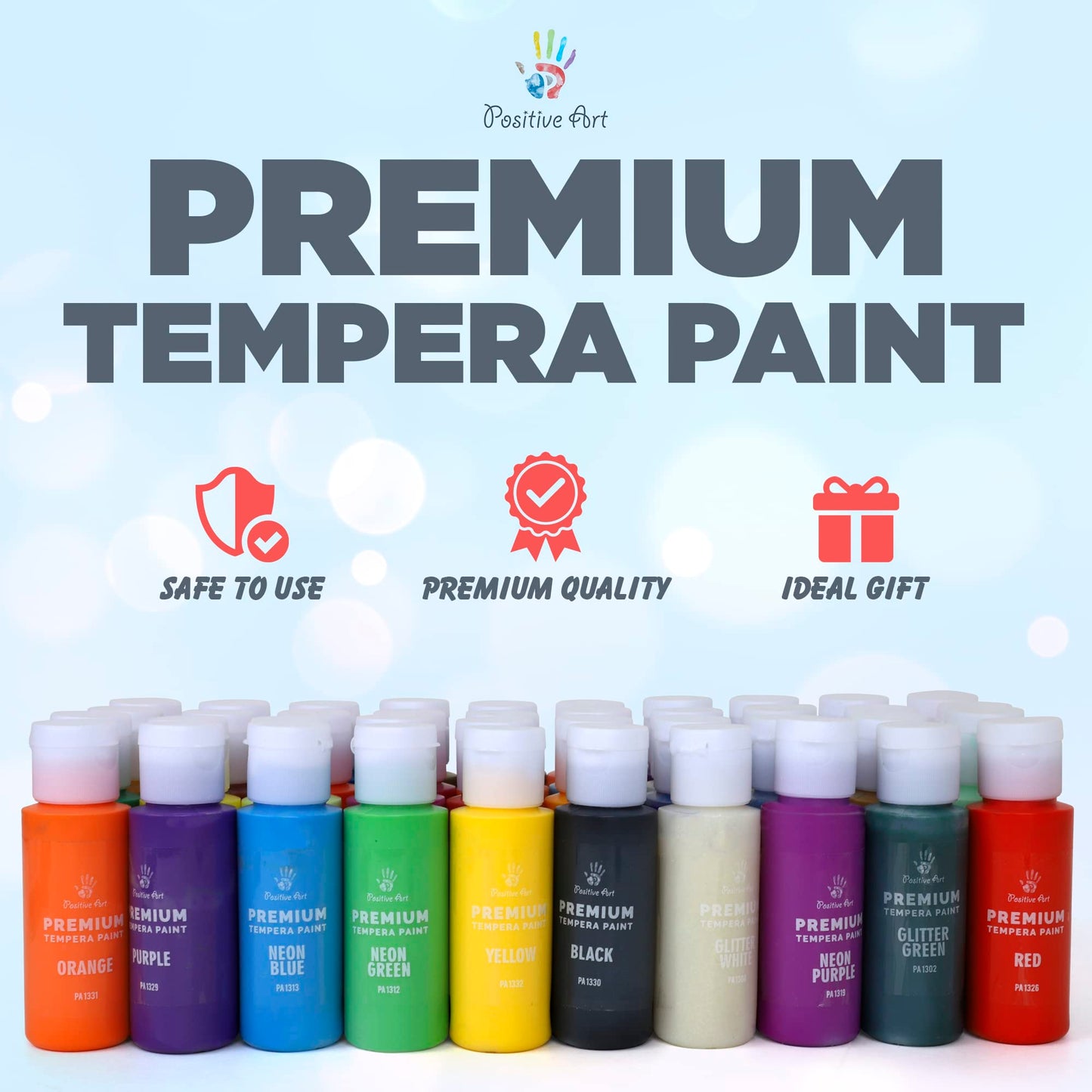 Kids Tempera Paint Set | Value Pack Includes 40 Washable Non-Toxic Colorful Paints (2oz bottles) & 15 Brushes | Metallic, Neon, Glow In The Dark, Glitter Paints | Hand, Finger Paints | Paint For Arts & Crafts, Fun Projects