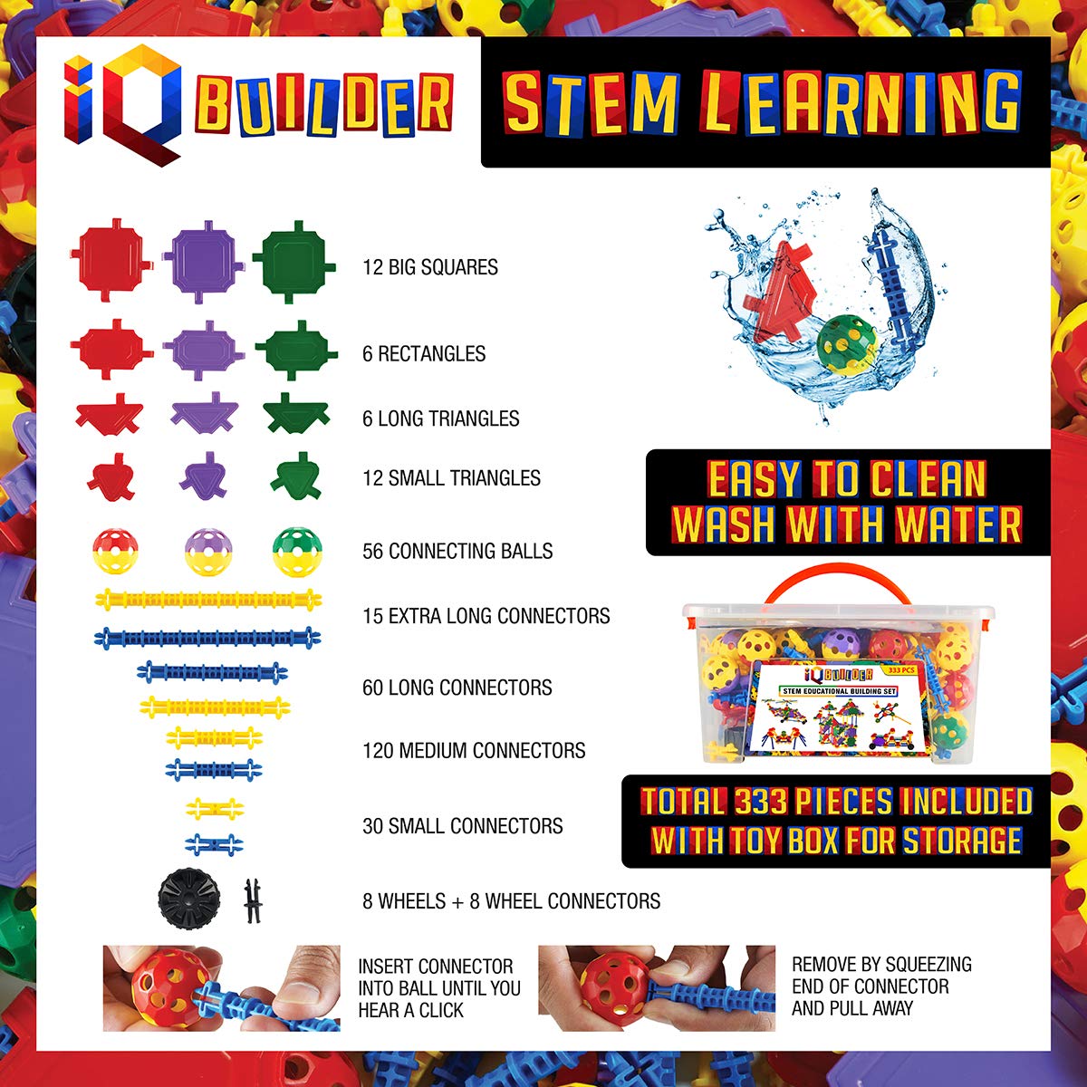 IQ BUILDER | STEM Learning Toys | Creative Construction Engineering | Fun Educational Building Blocks Set for Boys & Girls Ages 5-10 | for Kids