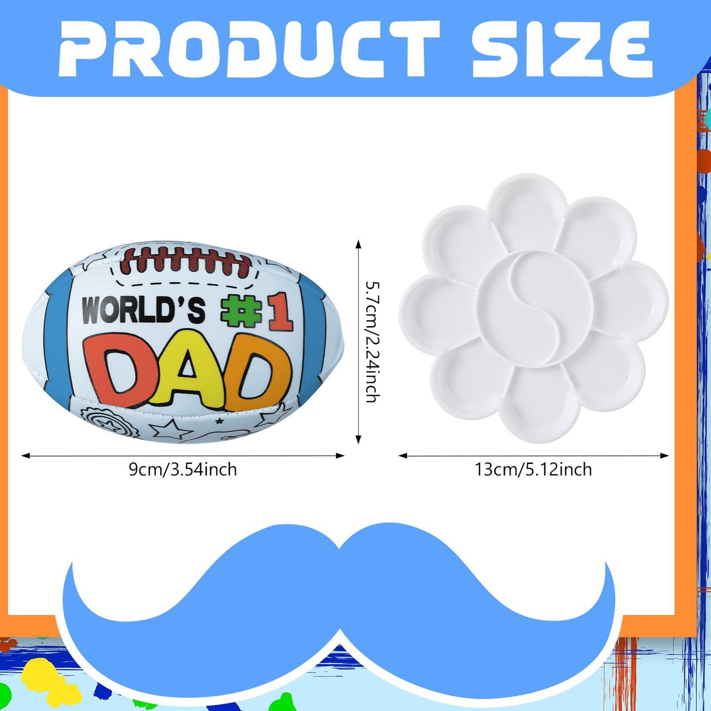 WinnerWhy 24 Pcs Father's Day Footballs Crafts Color Your Own Father's Day Footballs DIY Dad Coloring Soccer Balls Arts Kit Dad Gifts for Men Home Activities