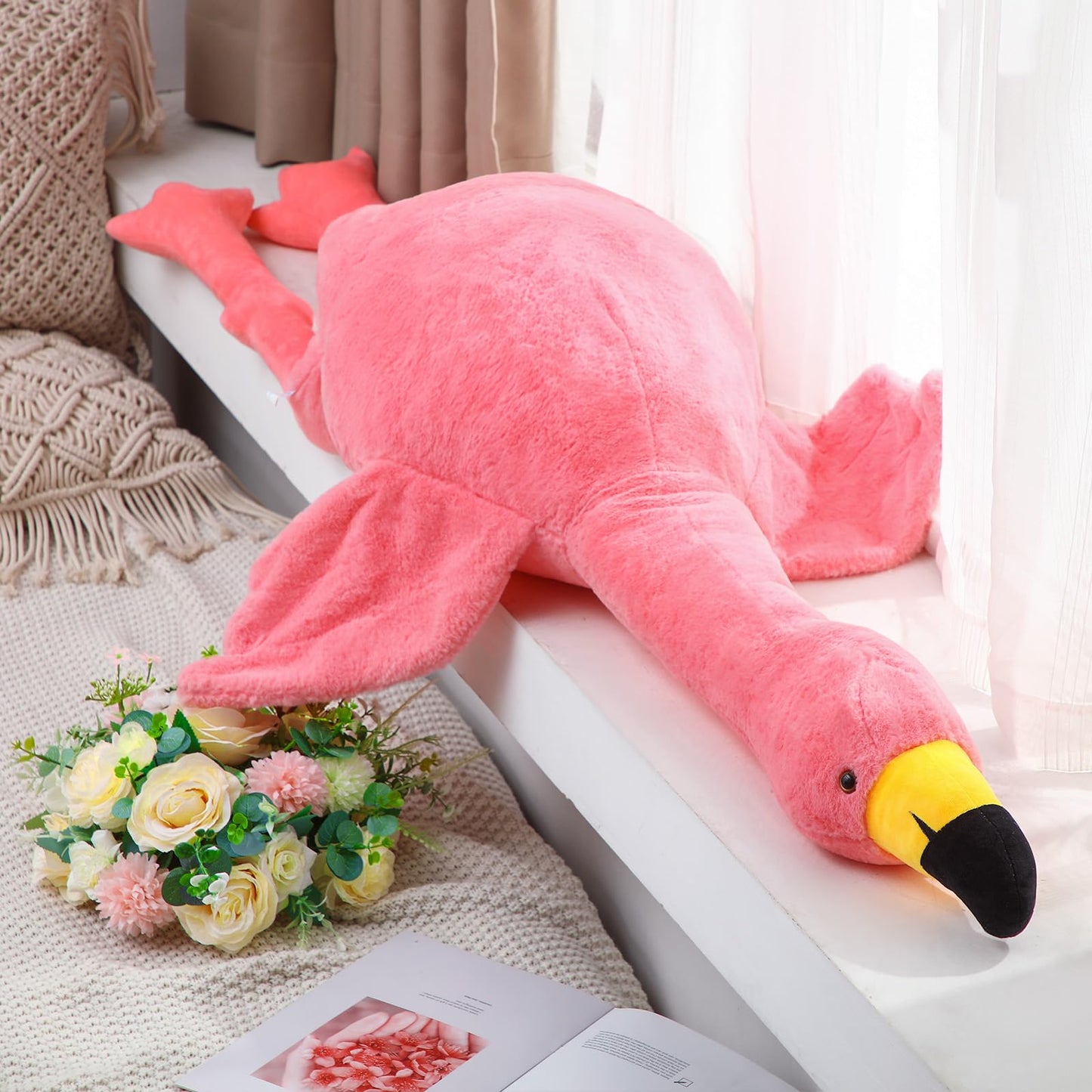 Hollowfly Large Flamingo Stuffed Animal, Giant Plush Toy Flamingo Pillow, Gift for Boys and Girls Birthday Christmas(63 Inch,Pink)