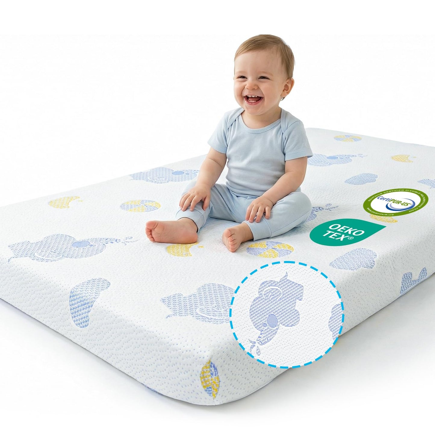WEVFGHI Pack and Play Mattress Pad, 38"x26" Dual Sided Soft & Firm Memory Foam Pack N Play Mattresses, Breathable Mattress for Pack N Play Mattress with Non-Slip Bottom Washable Cover