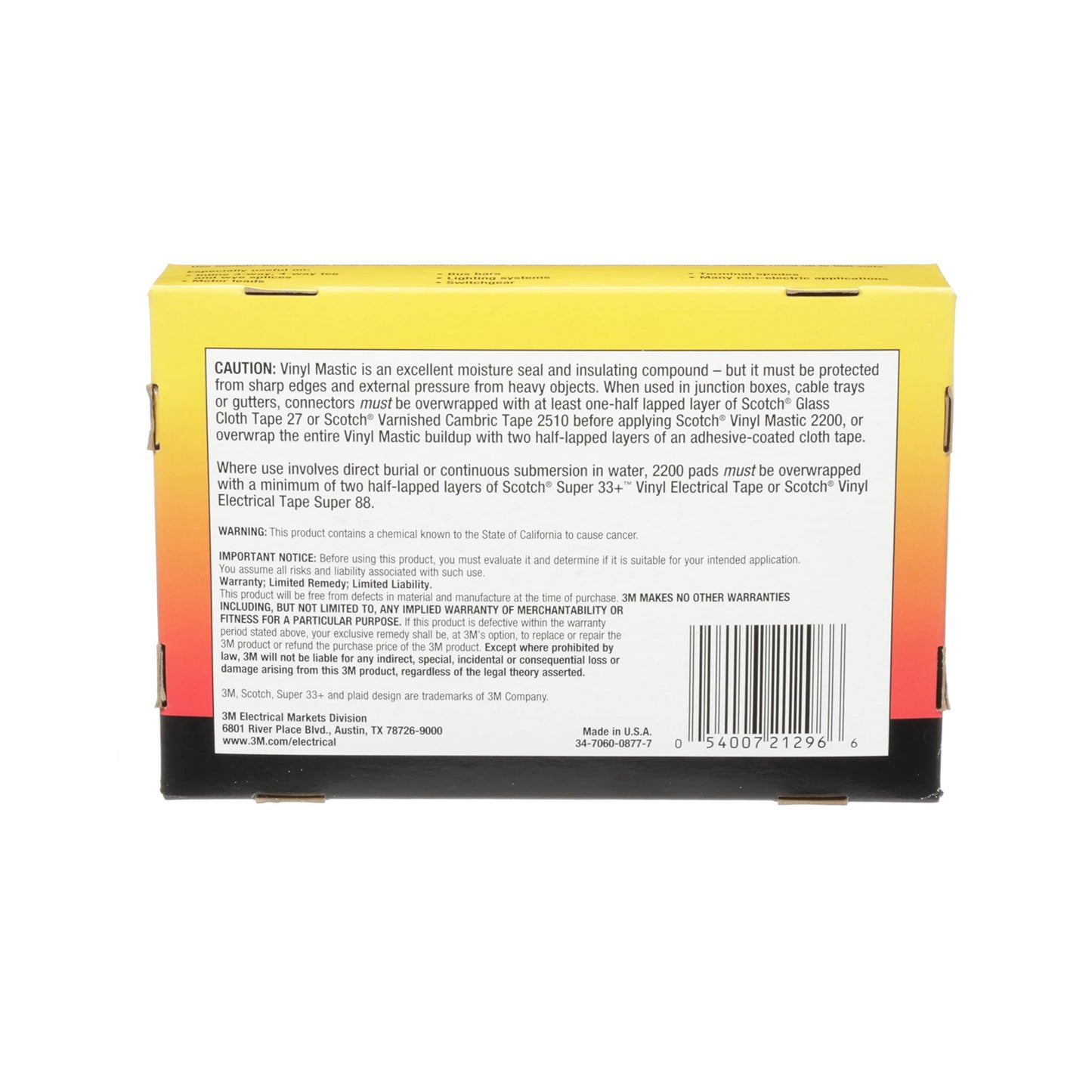 3M Scotch Vinyl Mastic Pad Electrical Tape 2200, 3-1/4 inch x 4-1/2 inch, Black, Self-Fusing Rubber Tape for Insulating and Moisture Seal