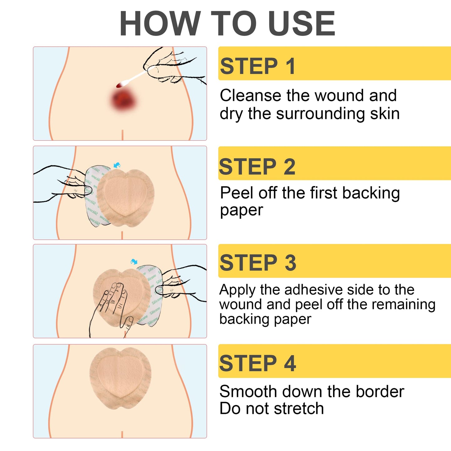 LotFancy Sacral Foam Dressing, 10 Count, 7"x 7", Silicone Foam Dressing, Wound Dressing with Border, Sacrum, Bed Sores, Pressure Ulcers Adhesive Bandage Pad, Highly Absorbent, FSA HSA Eligible