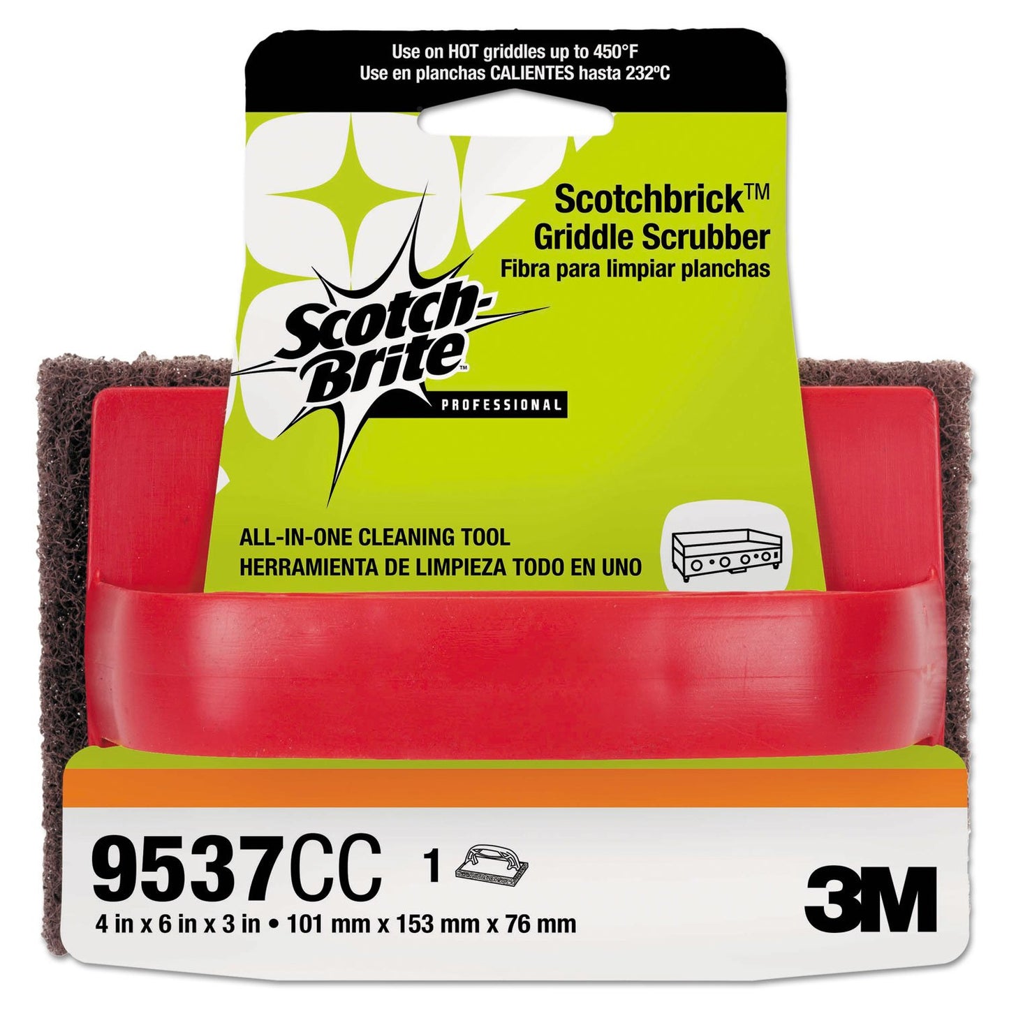 Scotch-Brite PROFESSIONAL 59203 Scotchbrick Griddle Scrubber, 4w x 6d x 3h, Red/Brown, Pack of 12