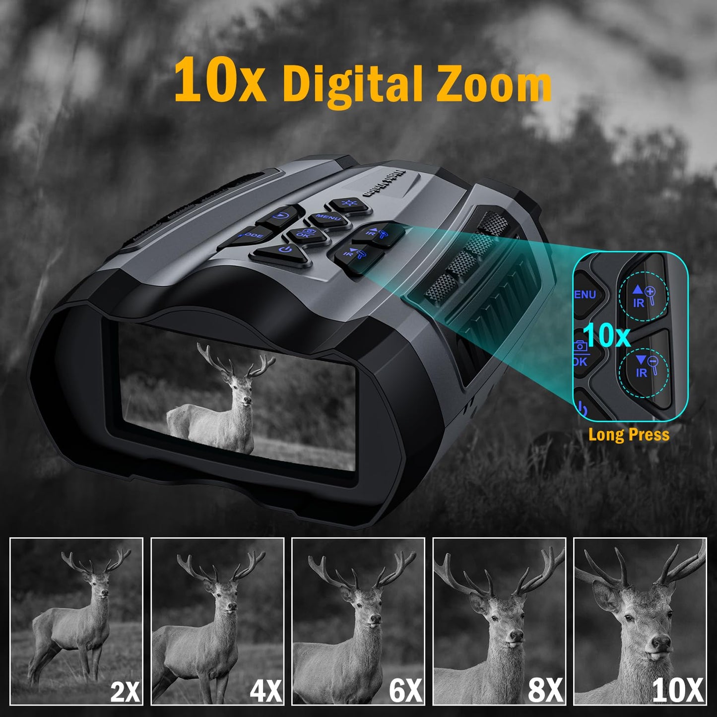 WISHBETY Night Vision Goggles,4K Night Vision Binoculars for Adult with 3.5" HD Screen,32GB TF Card for Photo and Video,9 Gear Infrared and 10X Digital Zoom for Outdoor Enthusiasts and Animal Watchers