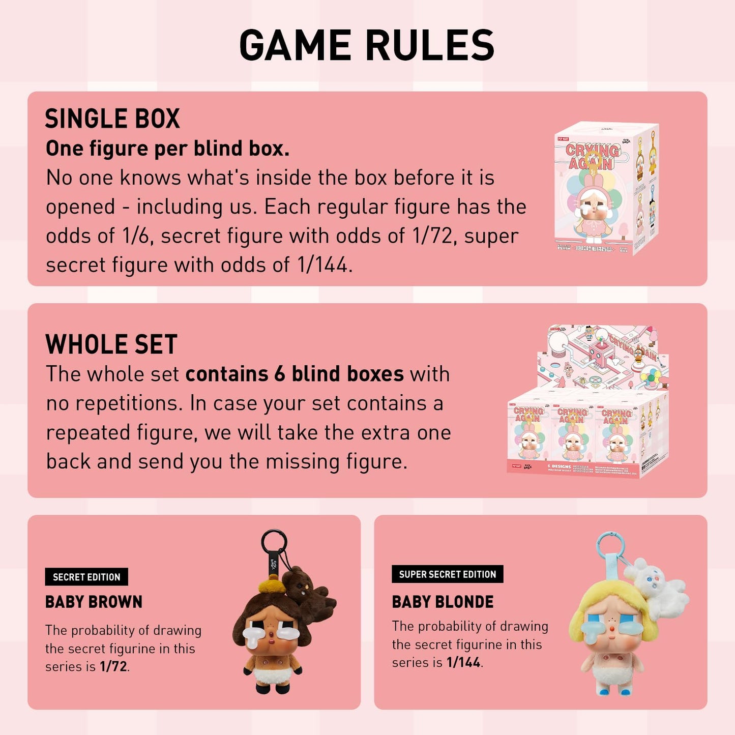 POP MART Crybaby Tears Factory Series - Vinyl face Plush Blind Box, Crybaby Blind Box Figures, Random Design Action Figures Collectible Toys Home Decorations, Holiday Birthday Gifts, Single Box