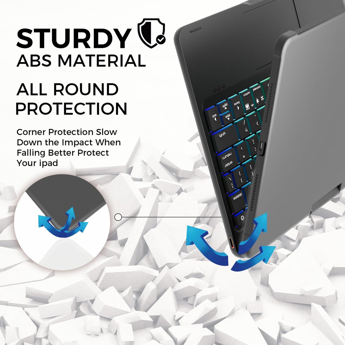 NOKBABO for iPad 10th & 11th (A16) Generation Case with Keyboard,iPad Air 11 Keyboard(M3/M2), Keyboard for iPad Pro 11 (4th/3rd/2nd/1st) & iPad Air 5/4th, Trackpad,360°Swivel, Backlit - Matt Black