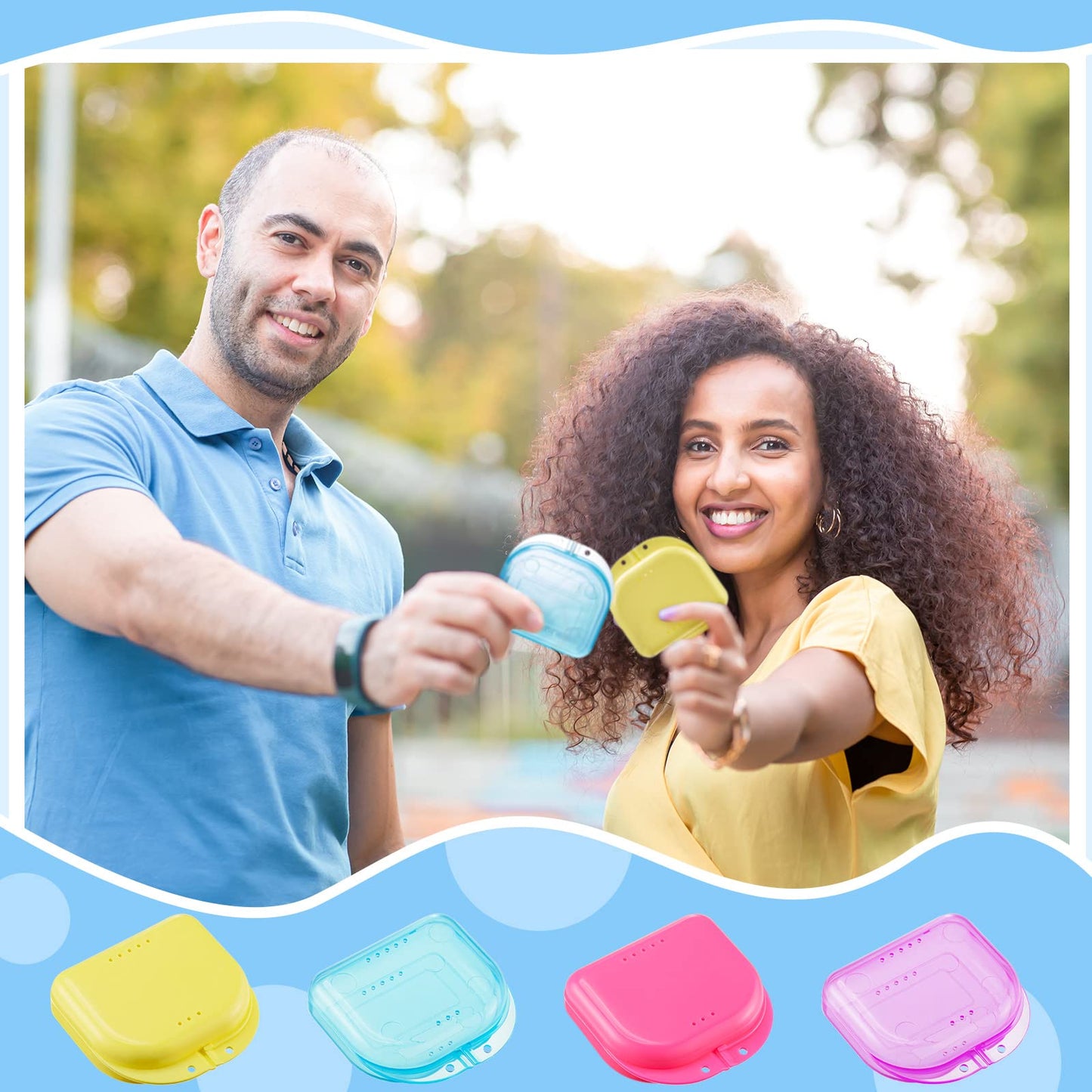 Sherr 120 Pcs Dental Retainer Case with Holes Denture Case 12 Colors Mouth Guard Case Muticolor Retainer Holder False Teeth Container Denture Holder Retainer Container Case for Travel Office Home