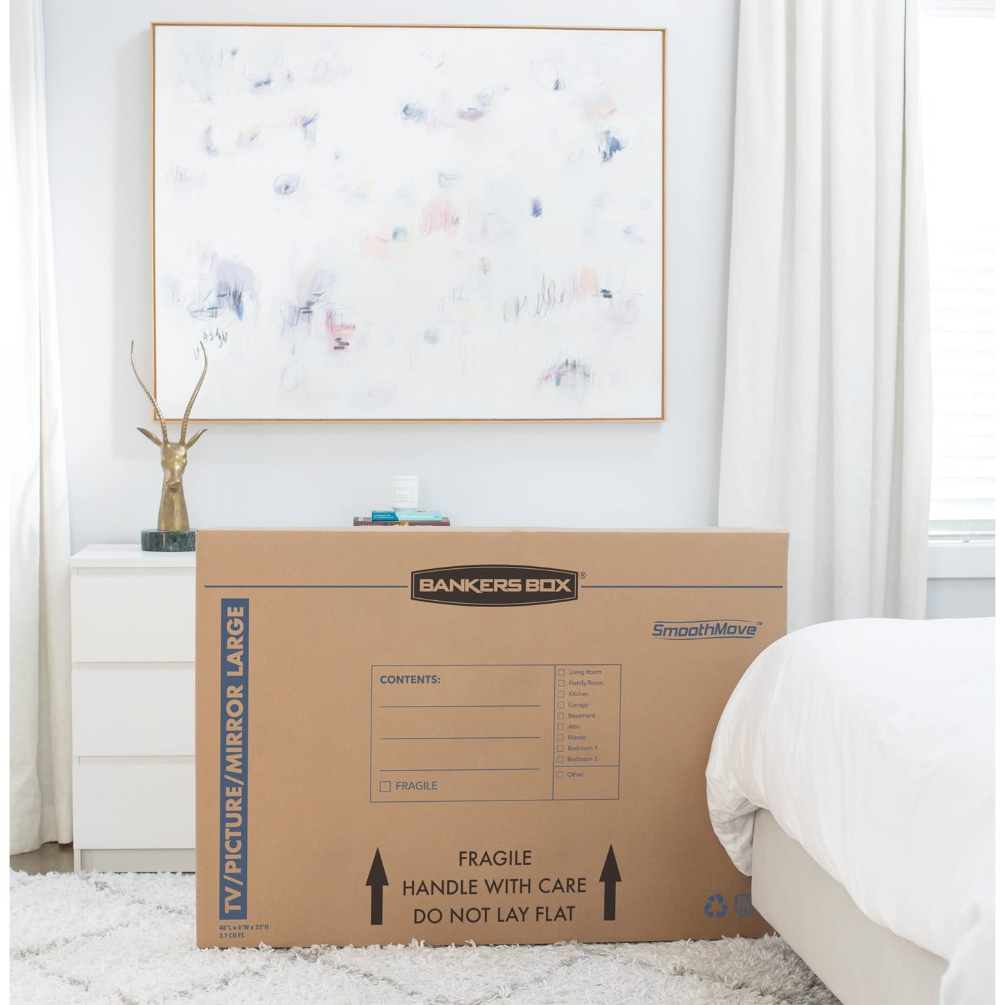 Bankers Box Large, Up to 55" TV/Picture/Mirror, Moving Box 4 Pack, 48" x 4" x 33", Cardboard