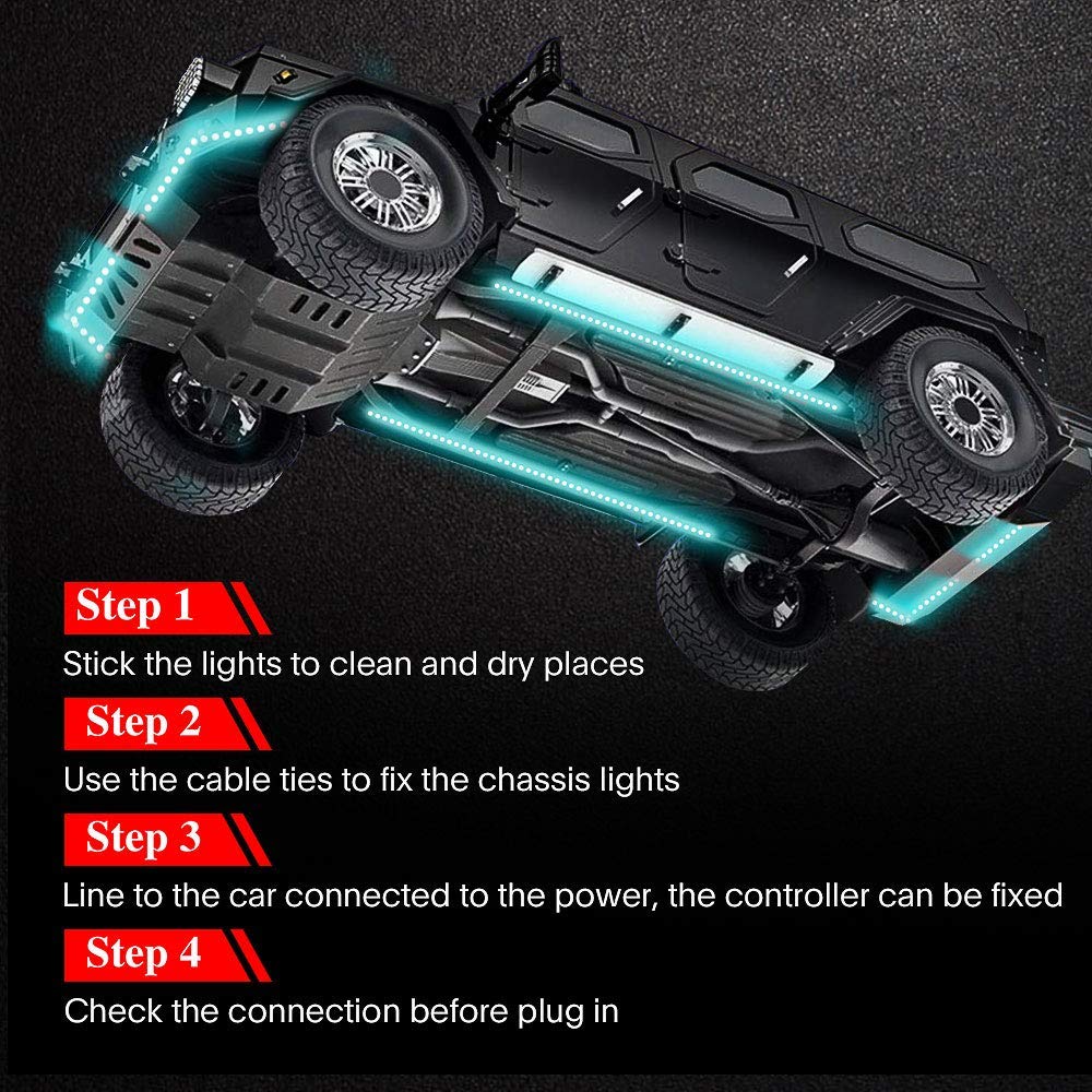 Car Underglow Lights, Bluetooth Dream Color Chasing StripLights Kit, 6 PCS Waterproof Exterior Car Lights with APP Control, 12V 300 LEDs Underbody Lights for All Cars