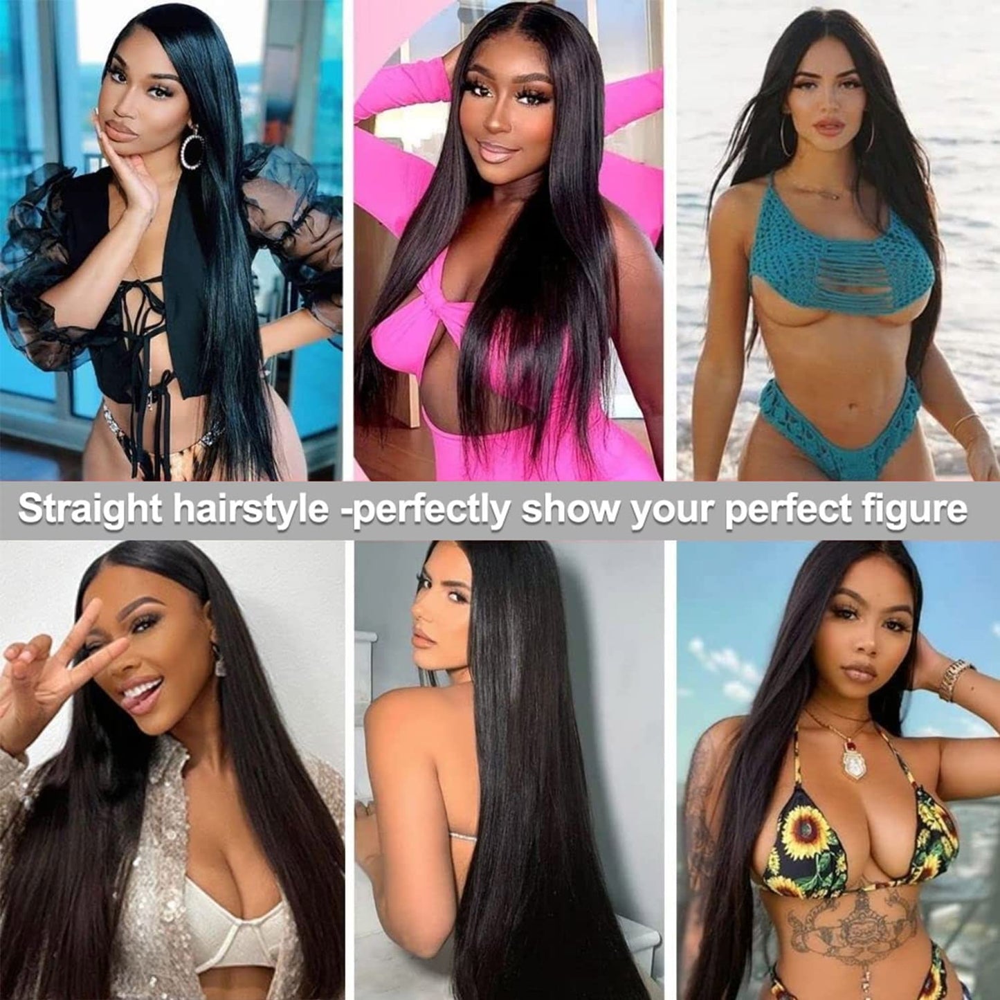 SOKU 13x6 Synthetic Lace Front Wigs,32 Inch Long Straight Wigs Pre Plucked,Free Part Natural Black Lace Frontal Wigs with Baby Hair for Women,Put On Go Glueless Wig Beginner Friendly