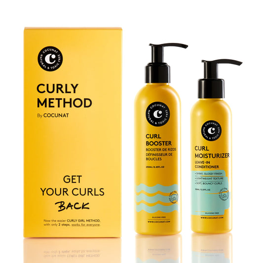 COCUNAT - Curly Method - Curly Hair Gel and Conditioner for Perfect Curls in 2 steps - Leave-in Moisturizer + Curl Booster - Moisturises, Nourishes, Strengthens and Eliminates Frizz - 250ml+150ml