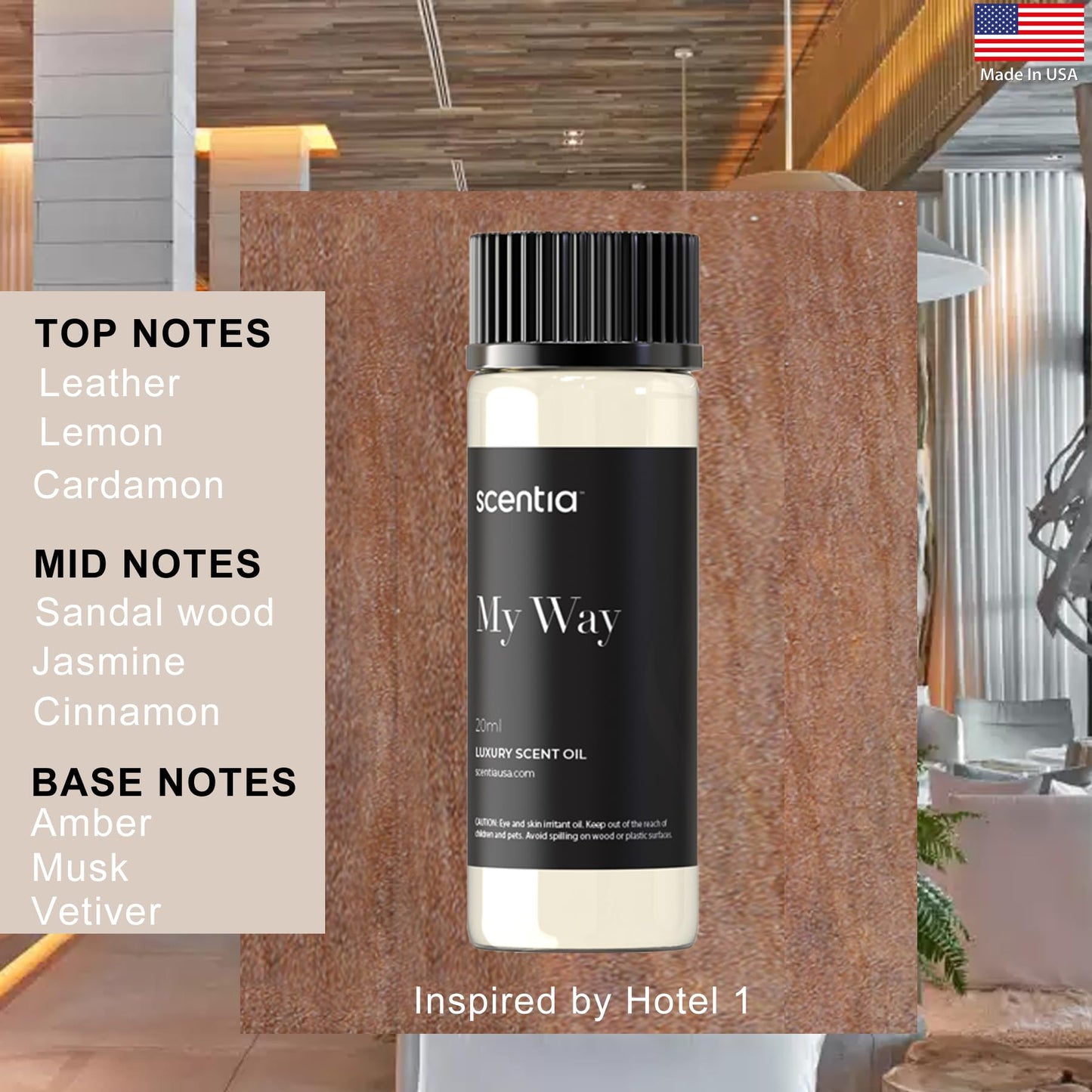 Scentia Hotel Diffuser Oil | Aromatherapy Fragrances Inspired by 5-Star Hotels | Luxurious Scents Gift Set - 3 x 20ml Bottles Set - The 1 Hotel Miami, W Hotel, The Ritz Carlton
