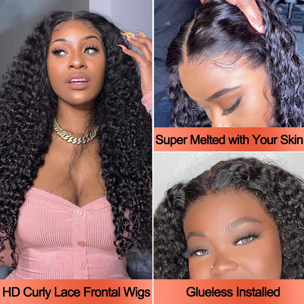 PRIMELACE Kinky Curly HD Lace Front Wigs Human Hair 18 inch Pre Plucked 13x4 Lace Frontal Human Hair Kinky Curly Wig with Baby Hair Kinkycurly Wig Human Hair 180 Density