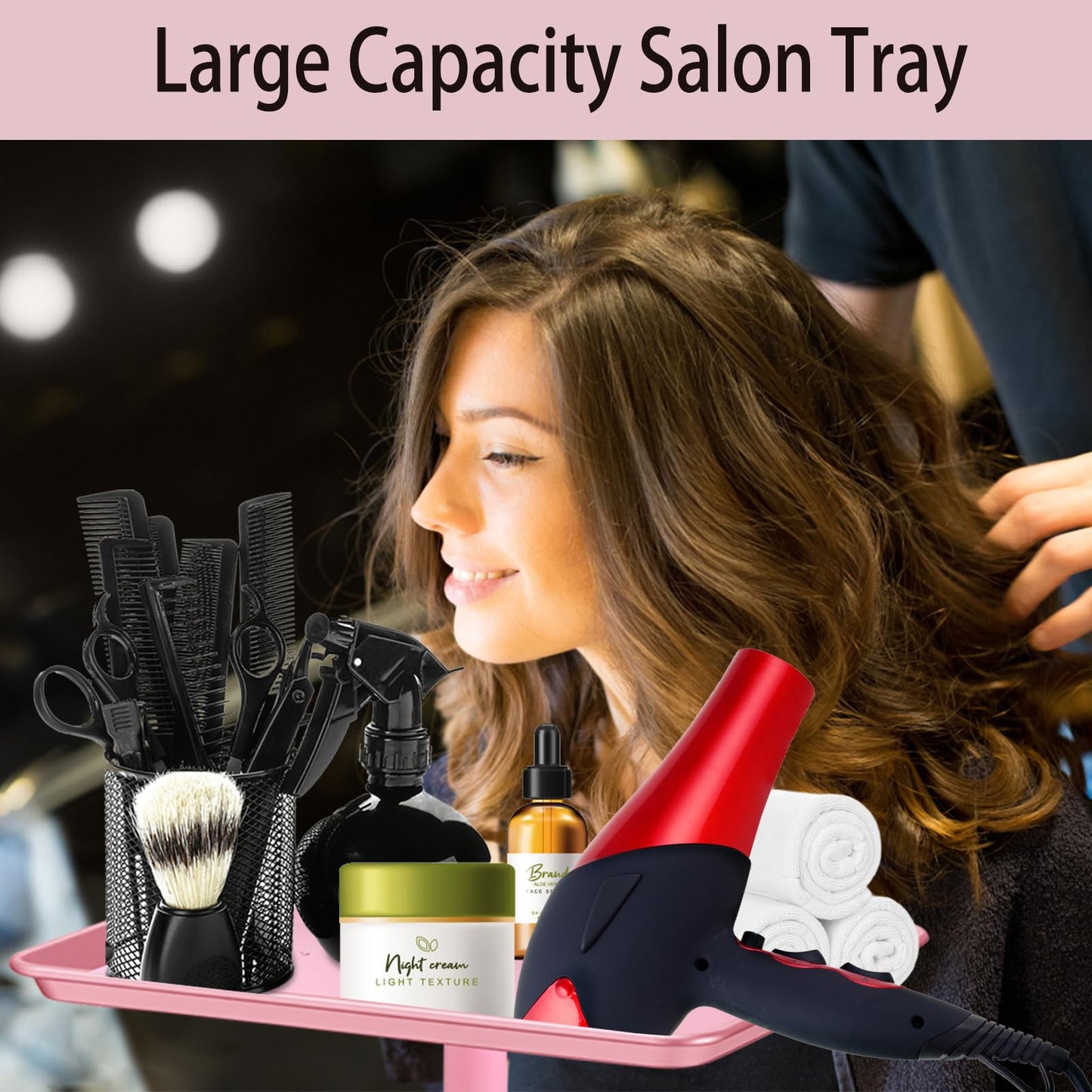 Niuadage Salon Tray, Salon Rolling Tray on Wheels, Salon Color Tray, Hair Stylist Tray, Allumium Salon Tray Height Adjustable Used As Tattoo Tray and Dental Tray