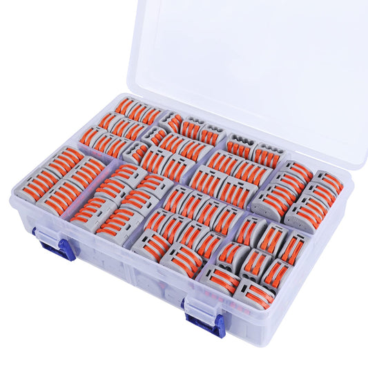 160 PCS Lever Wire Connectors Nuts Assortment Kit with 28-12 AWG, 2/3/5 Conductor Combination Compact, Electric Wire Connectors, Quick Disconnect Compact Splicing Connectors
