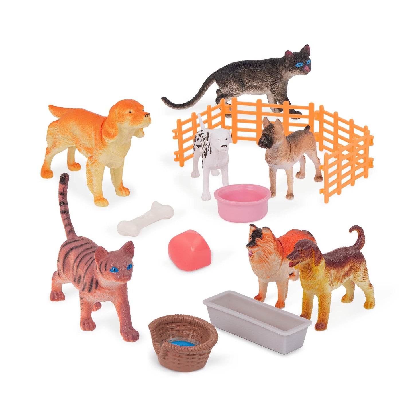 Terra by Battat – Dog & Cat Figurines & Accessories – 60 Pieces Toy Animal Set for Kids – Miniature Pets – Dogs, Cats, Bones, Bowls & More – Realistic Animal Figures for Imaginative Play 3+ Years