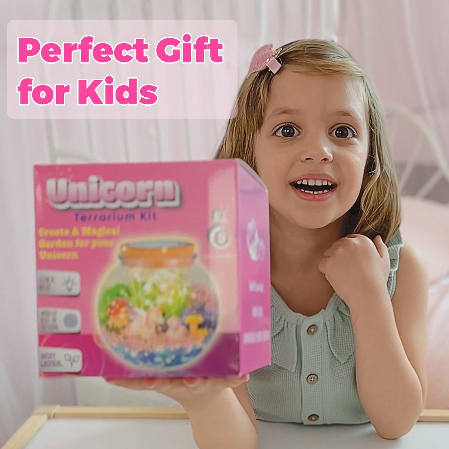 KASU Unicorn Gifts for Girls - DIY Light Up Terrarium Kit - Kids Craft Toy - Birthday Gift for 5-12 Year Old Girls