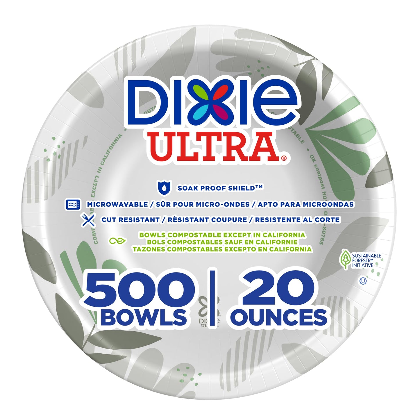 Dixie Ultra 20 oz Heavy-Weight Paper Bowls, Pathways, 500 Count, Bulk Case, 4 Packs/125 Count Per Pack, (Georgia-Pacific #SX20PATH)