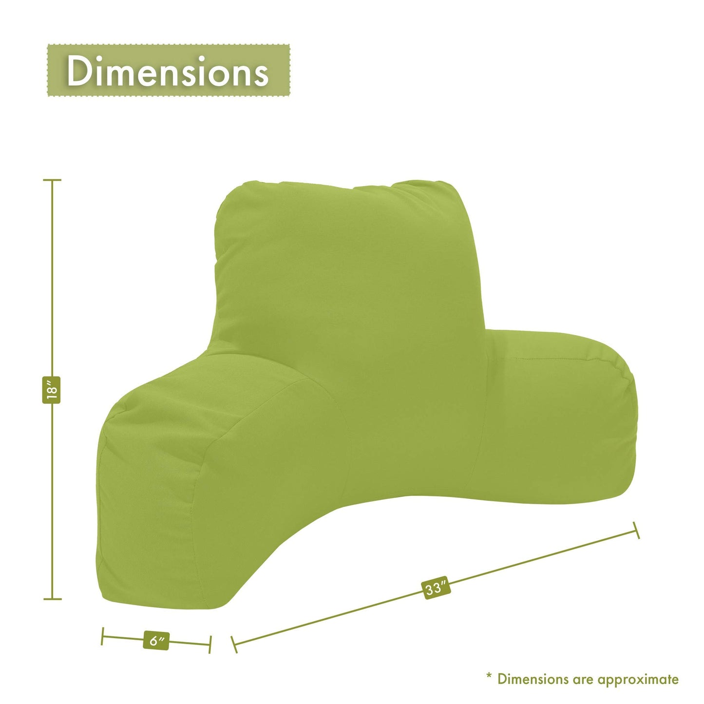 Majestic Home Goods Large Polka Dot Reading Pillow, Hot Green