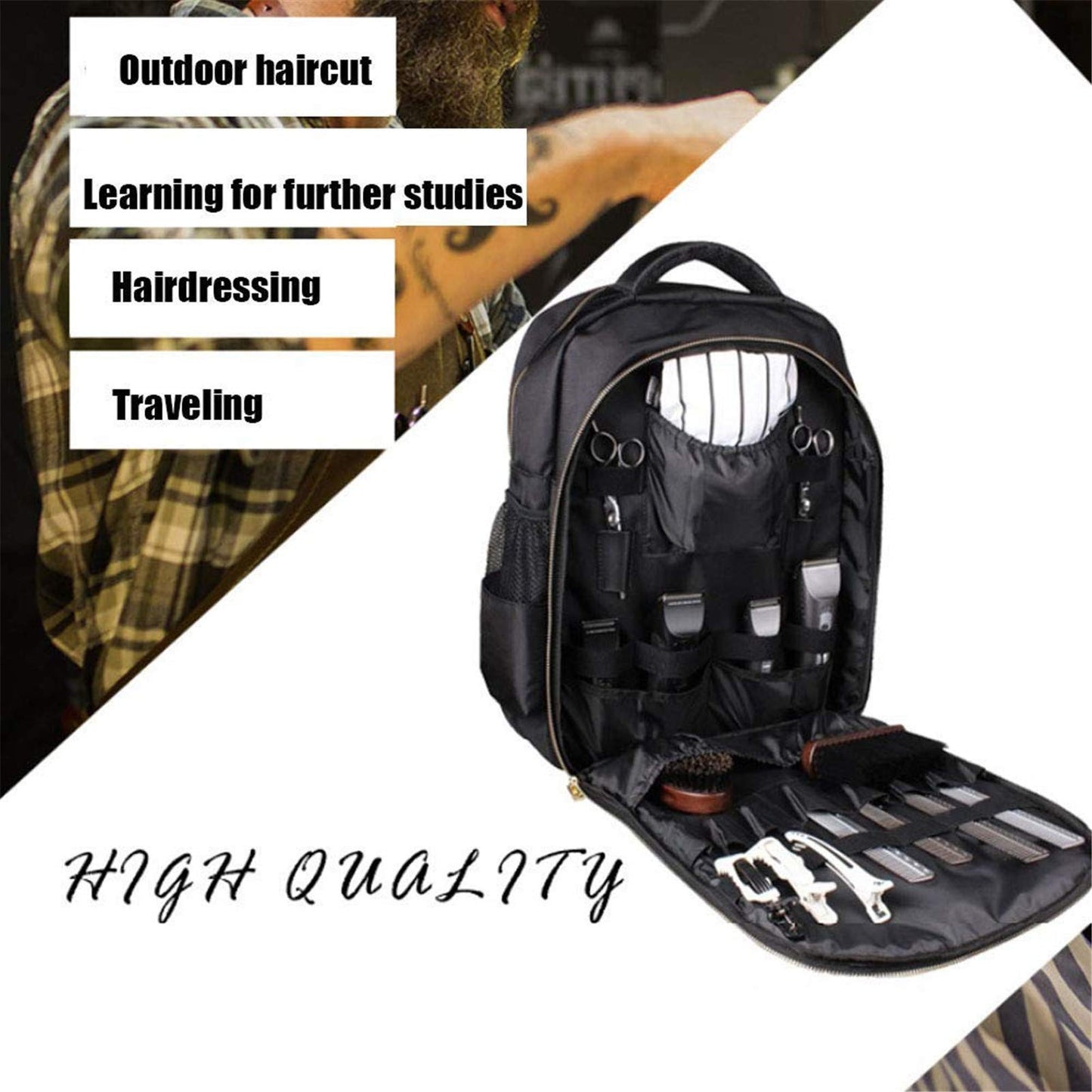 NADAENMF Barber Supplies Bag Organizer for Clippers and Supplies, Portable Clipper Bags and Cases for Men, Hairstylist Clipper Backpack for Barber Accessories Cosmetology Bag