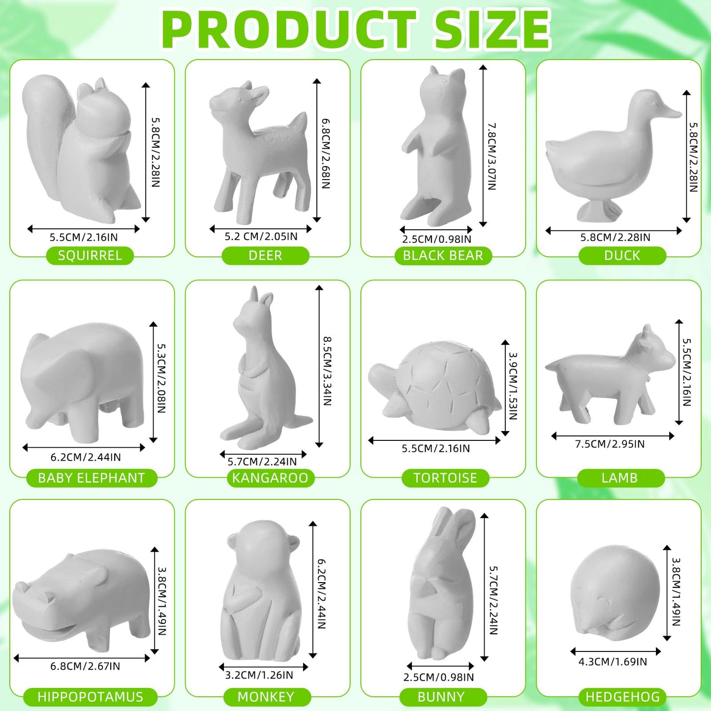 DoubleFill 12 Pcs Rock Painting Kit Paint Your Own Resin Shaped Stone Like Material Animal Figures Ideal DIY Arts and Crafts Complete Painting Crafts with Paint, & Brush