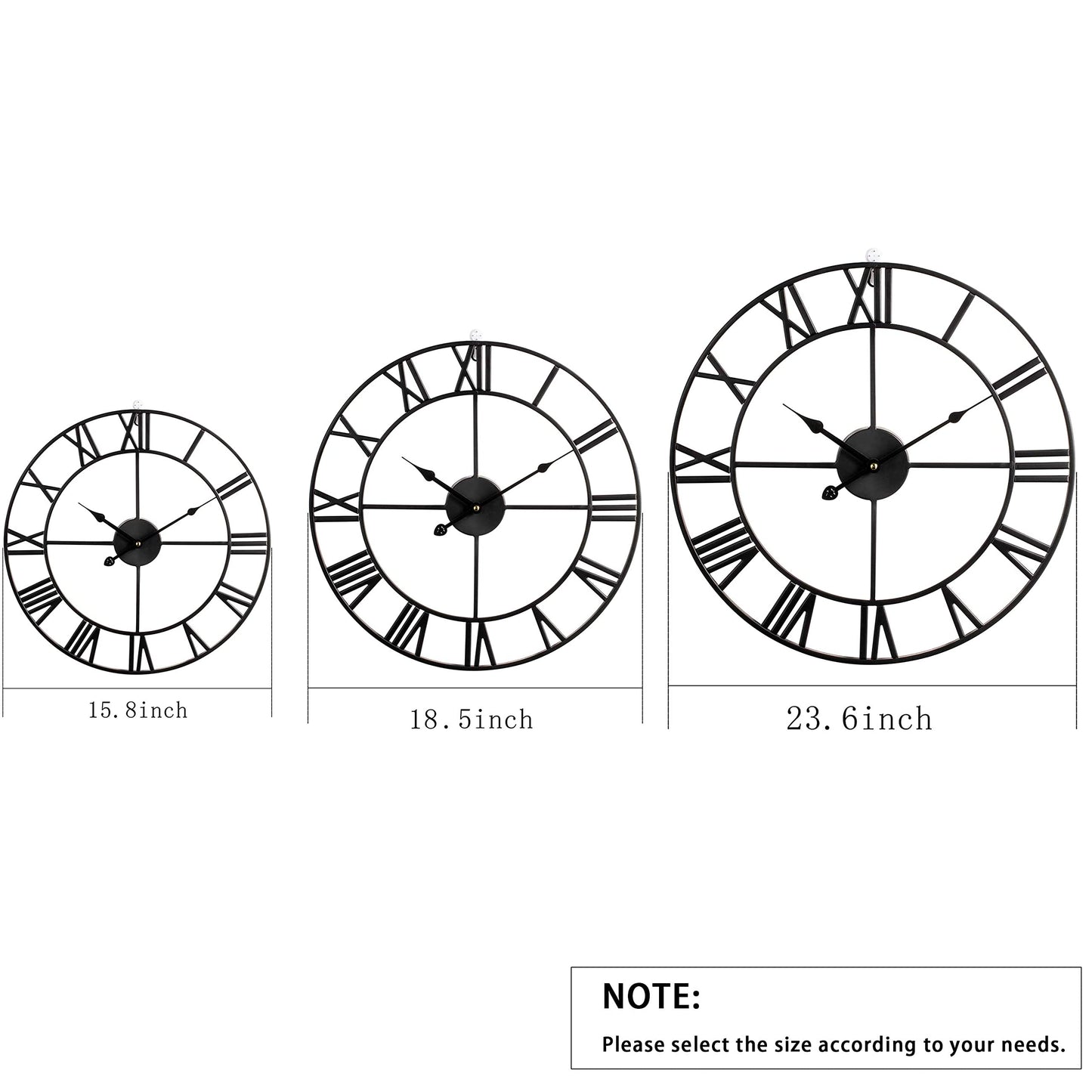 1st owned Large Wall Clock Metal Retro Roman Numeral Clock, Modern Round Wall Clocks Almost Silent, Easy to Read for Living Room/Home/Kitchen/Bedroom/Office/School Decor (Gold, 24 Inch)