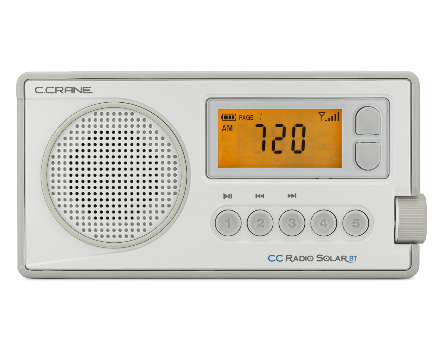 C. Crane CCRadio Solar with Bluetooth Receiving, Emergency Crank NOAA Weather AM/FM– Multi Powered Radio - Built in LED Flashlight and Cellphone Charger