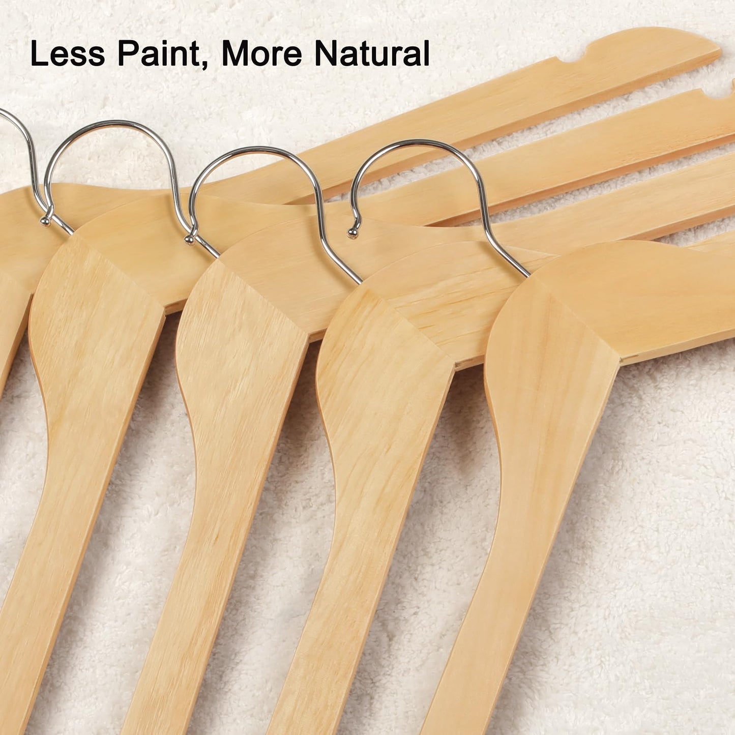 TOPIA HANGER Wooden Hangers 48 Pack, 0.28-inch Slim & Durable Clothes Hangers Space Saving, Natural Wood Hanger with 360°Swivel Hook and Non-Slip Shoulder Notches for Coat,Shirt,Camisole,DressCT51N48