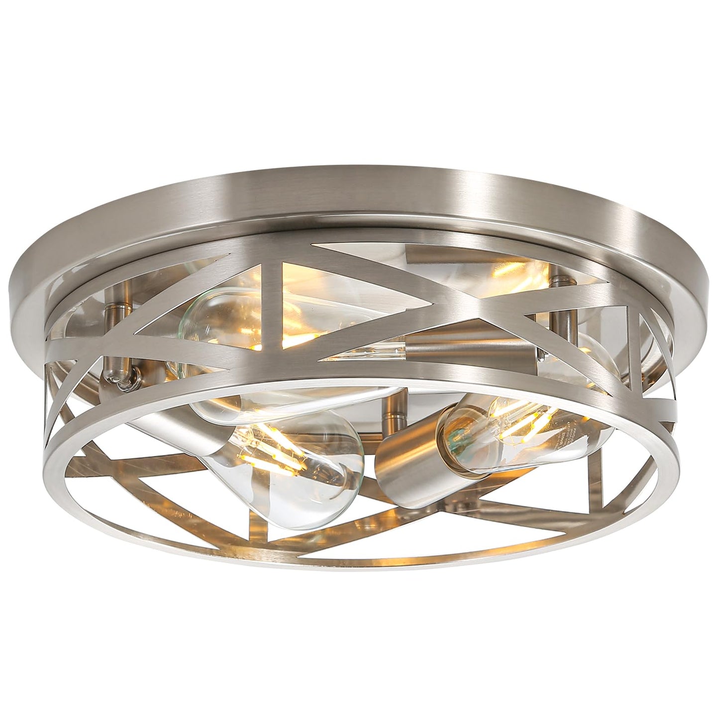piano7797 13 inch Brushed Nickel Flush Mount Ceiling Light Fixtures,3-Light Modern Hallway Light Fixtures Ceiling, Brushed Nickel Light Fixture Ceiling Mount for Farmhouse,Kitchen, Bedroom 1 Pack