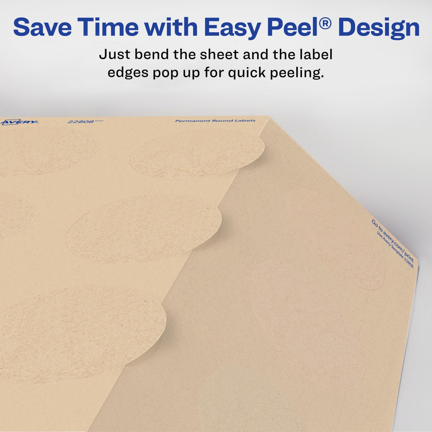 Avery Kraft Brown Round Labels with Sure Feed Technology, 2.5" Diameter, Print to the Edge, Laser/Inkjet Printable Labels, 2 Packs of 22808, 450 Total (5639)