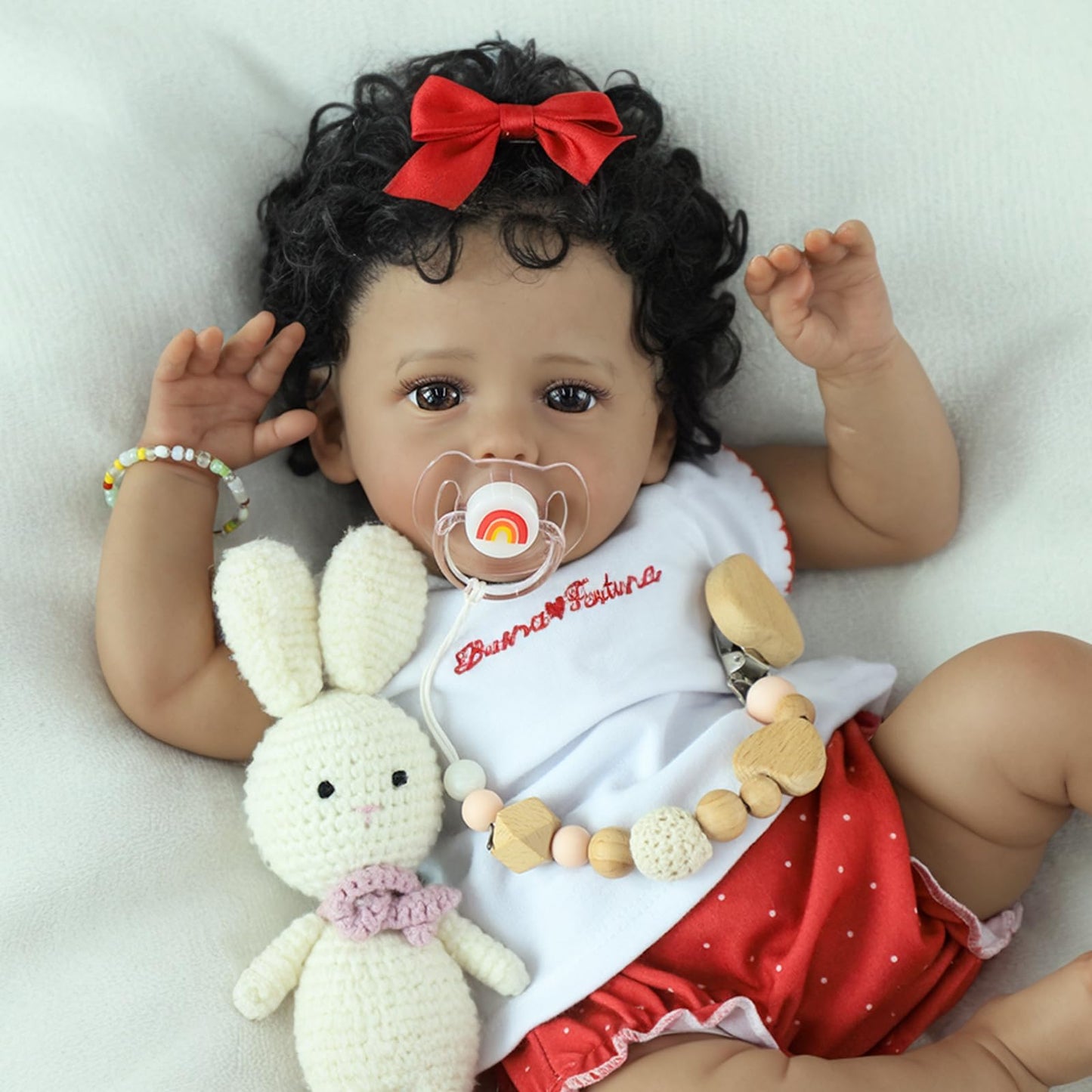 SCOM Reborn Baby Dolls Black-20 Inch Girl African American Realistic Newborn Girl Doll, Lifelike Weighted Soft Body, Christmas Birthday Gift for Kids Age 3+